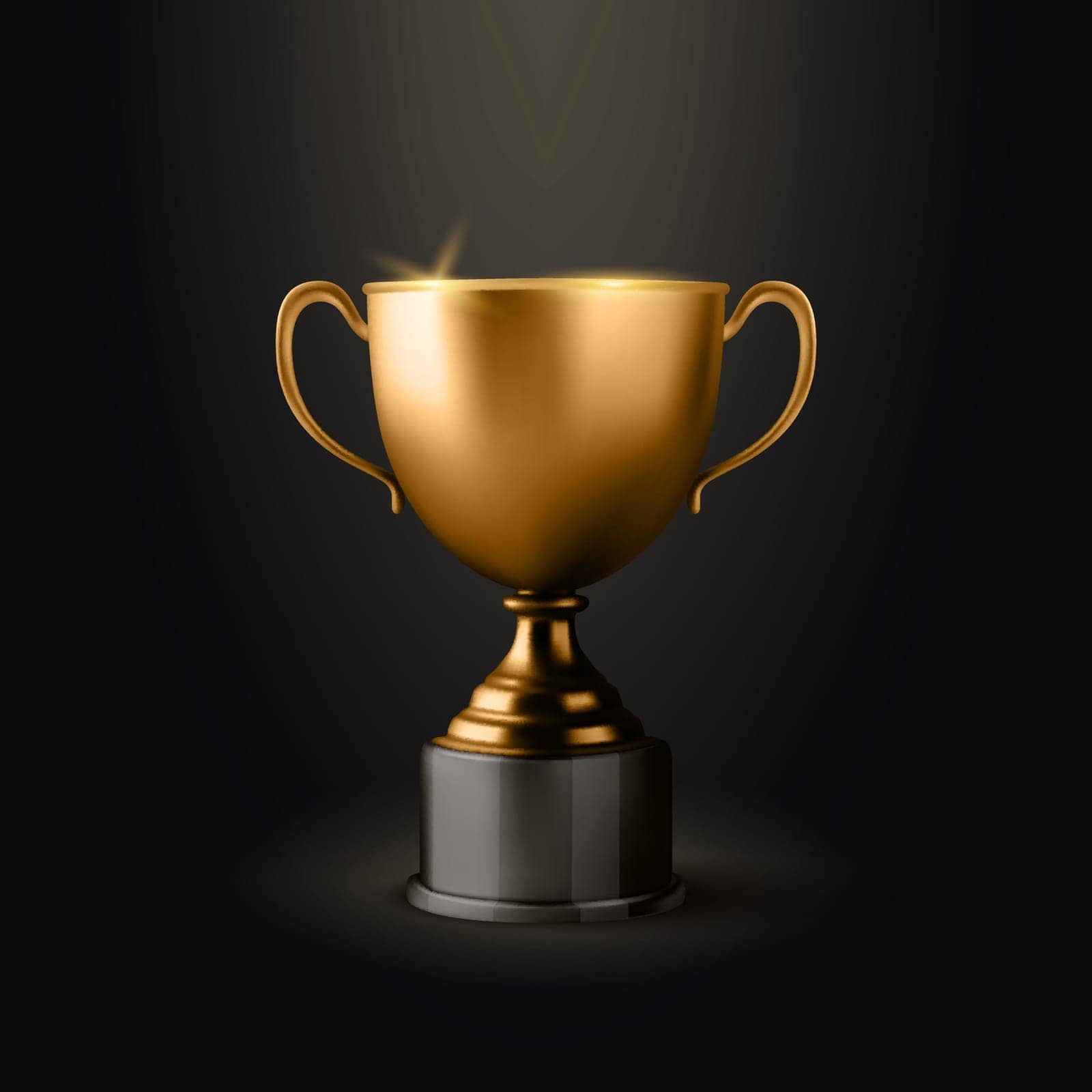 Vector 3d Realistic Blank Golden Champion Cup Icon Closeup on Black Background. Design Template of Championship Trophy. Sport Tournament Award, Gold Winner Cup and Victory Concept by Gomolach