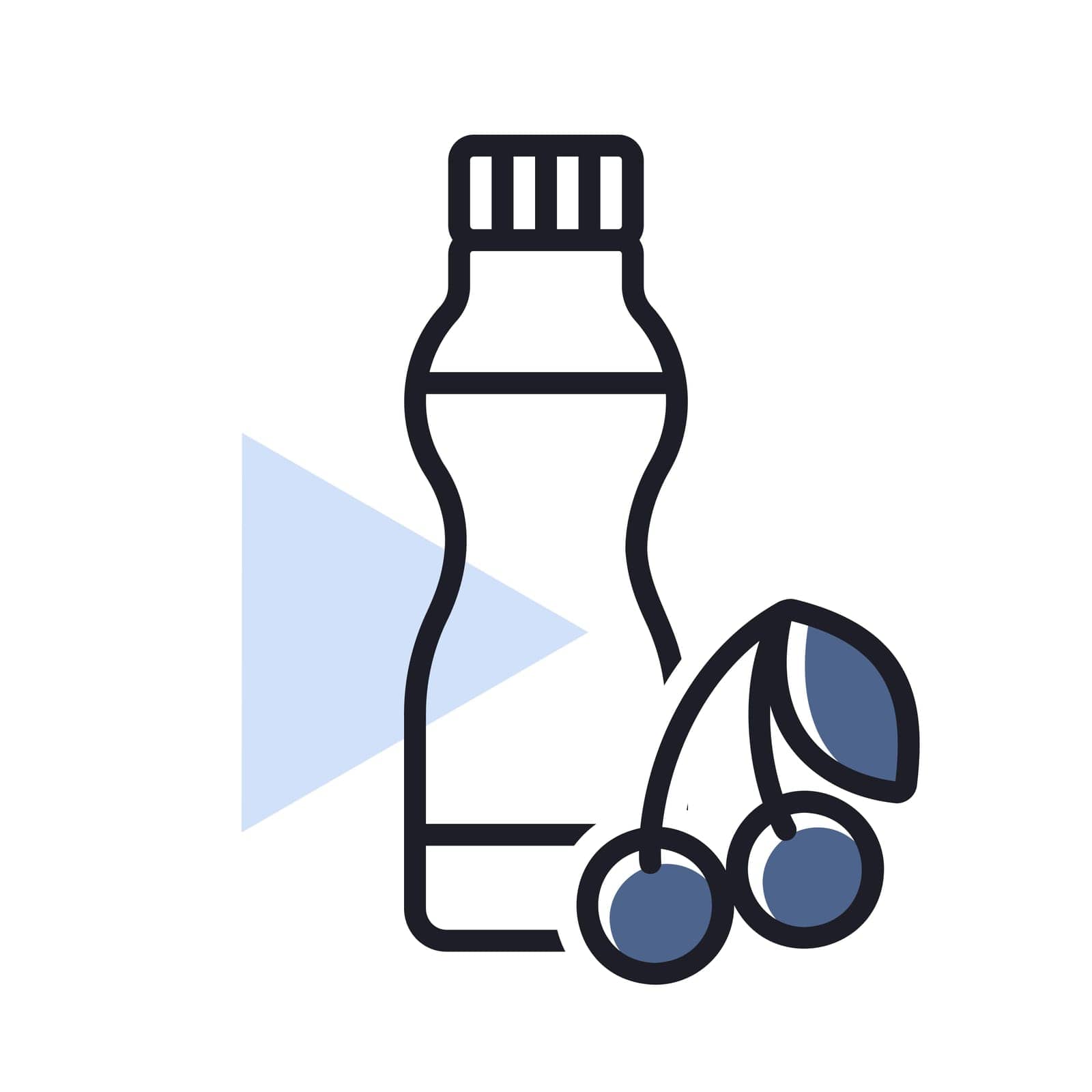 Drinkable yoghurt bottle with flavor cherry vector icon. Dairy product sign. Graph symbol for cooking web site and apps design, logo, app, UI