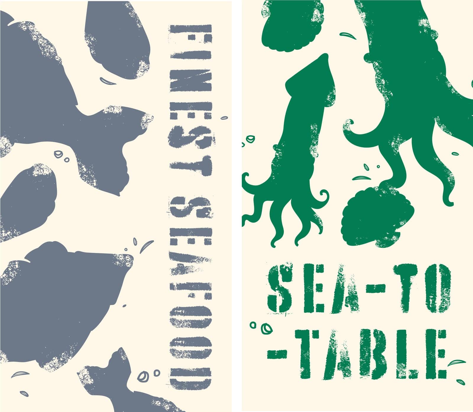 Event poster vector celebrating sea practices, featuring squid and shellfish, ideal for eco-conscious markets.