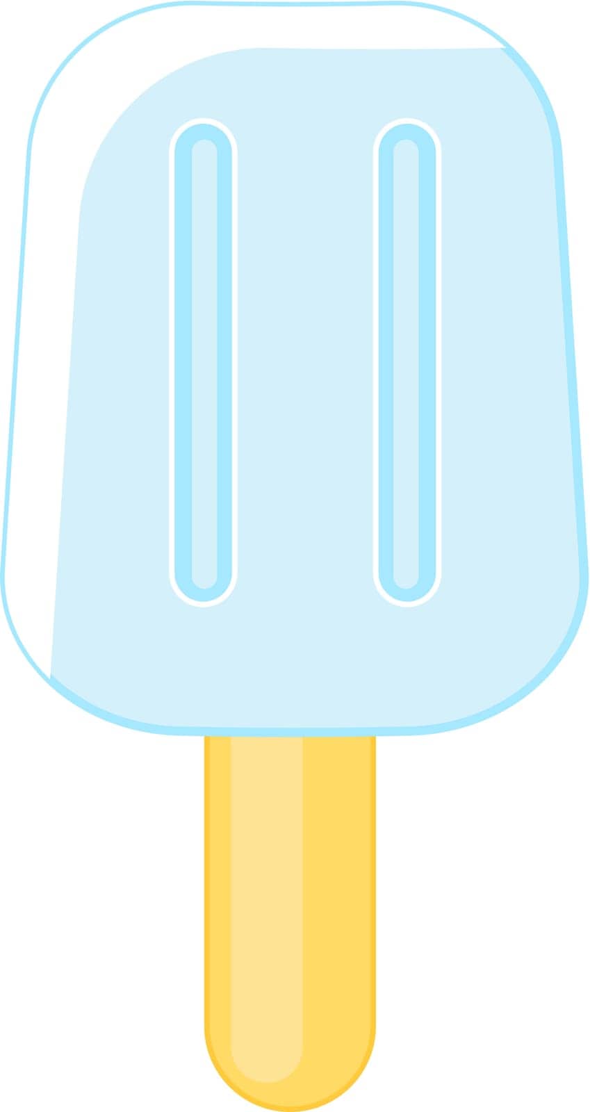 Frozen glazed popsicle on stick. Summer refreshing treat coated with milk chocolate. Summer vacation icon. Simple flat cartoon vector isolated on white background