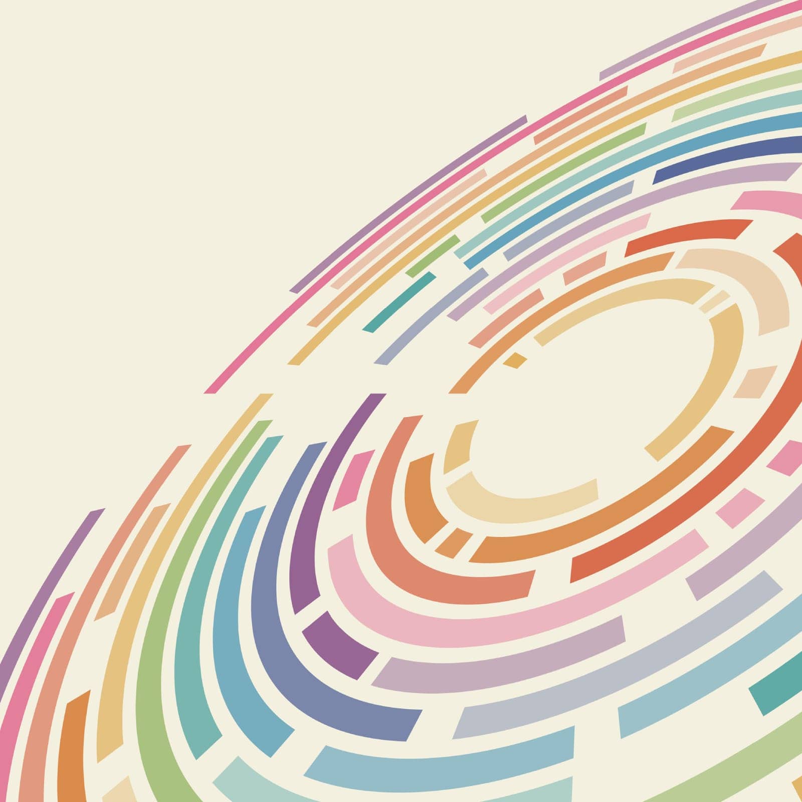 A background featuring a circular design in rainbow hues.