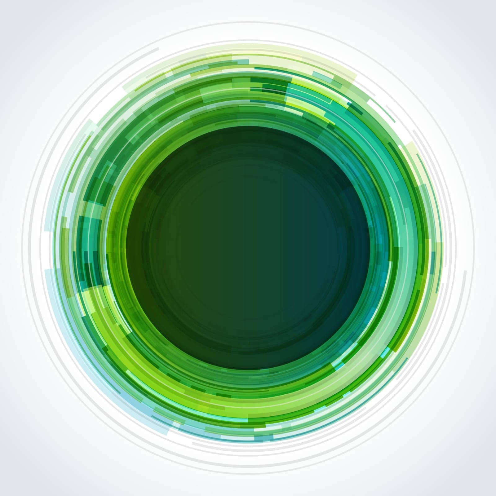 A brightly colored circle contrasts against a white background in this abstract composition, creating a visually striking image.
