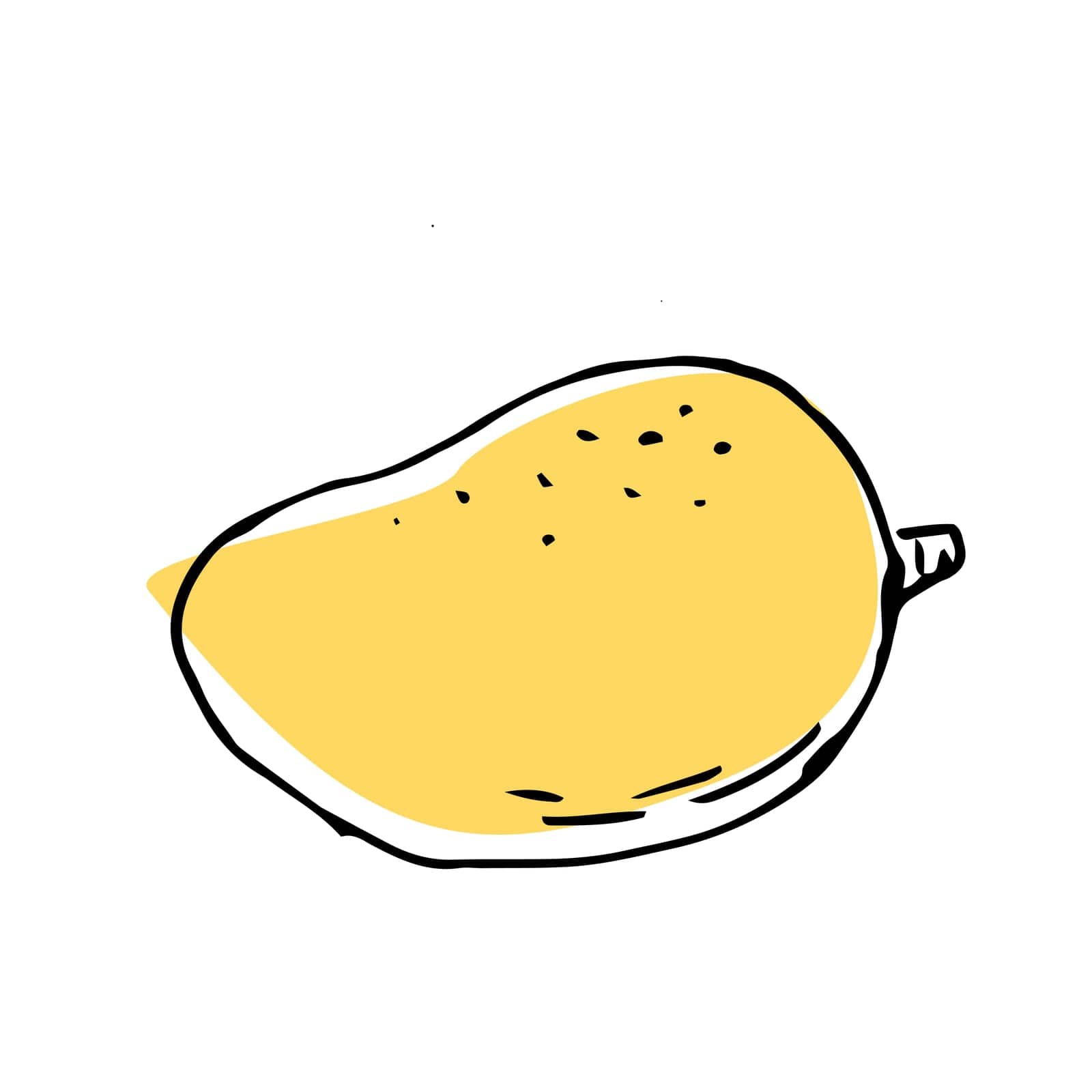 Hand drawn Mango fruit in yellow color by Bissekeyeva