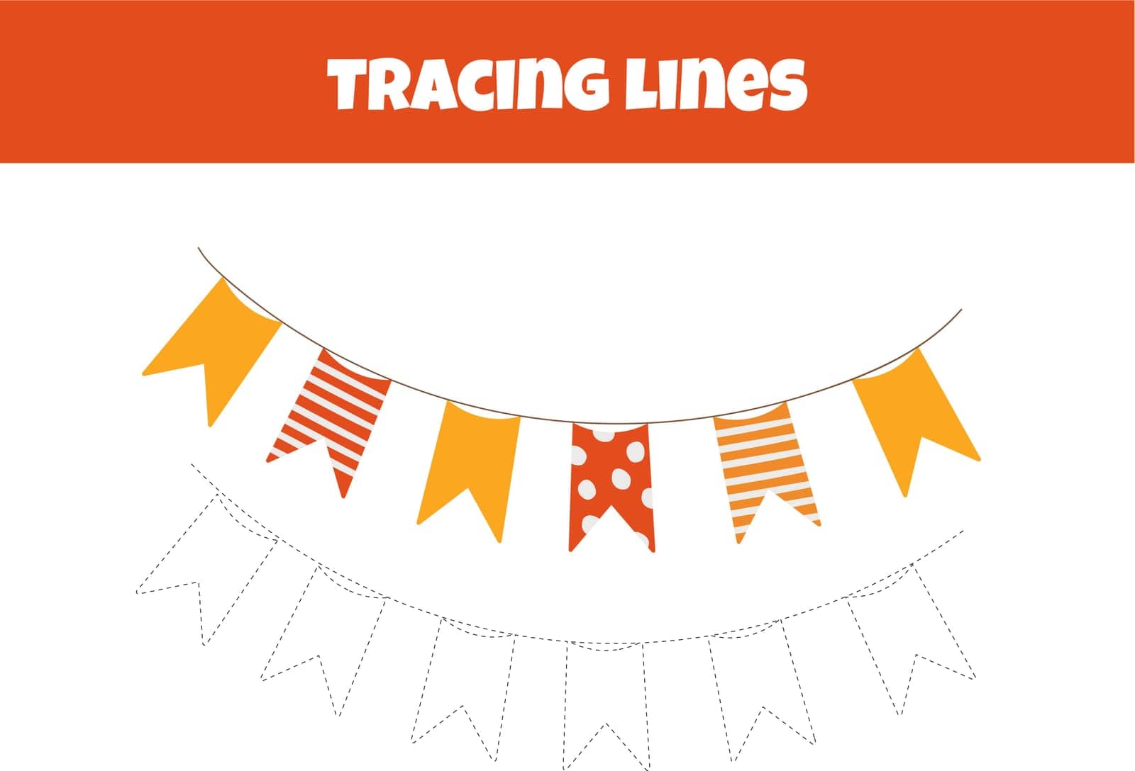 Outline The Flags On The Worksheet Designed For Preschoolers Aged 4-6 To Practice Line Tracing