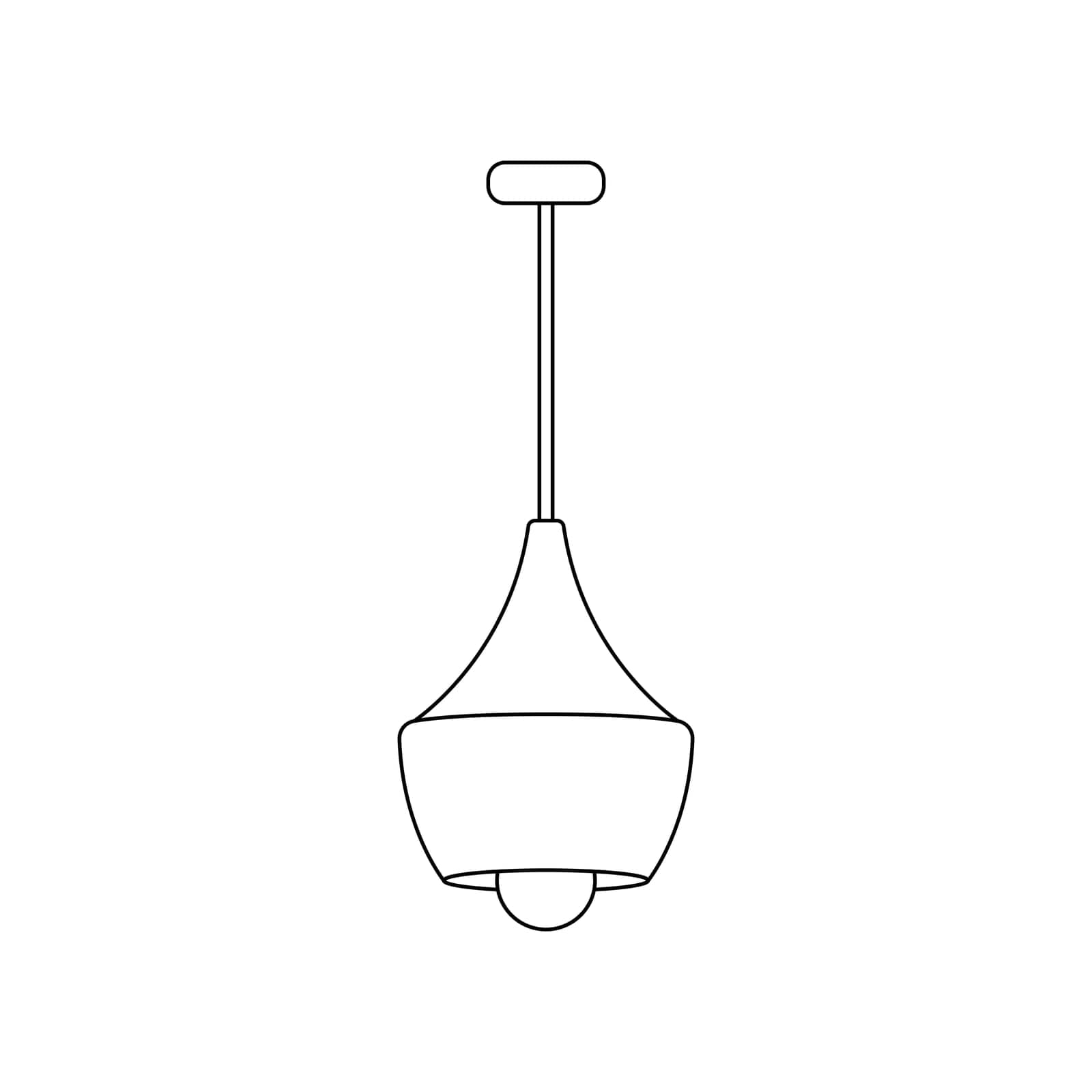 Lamp logo outline icon. Loft style chandelier. Black line light bulb vector. Vector illustration. Home interior lighting.