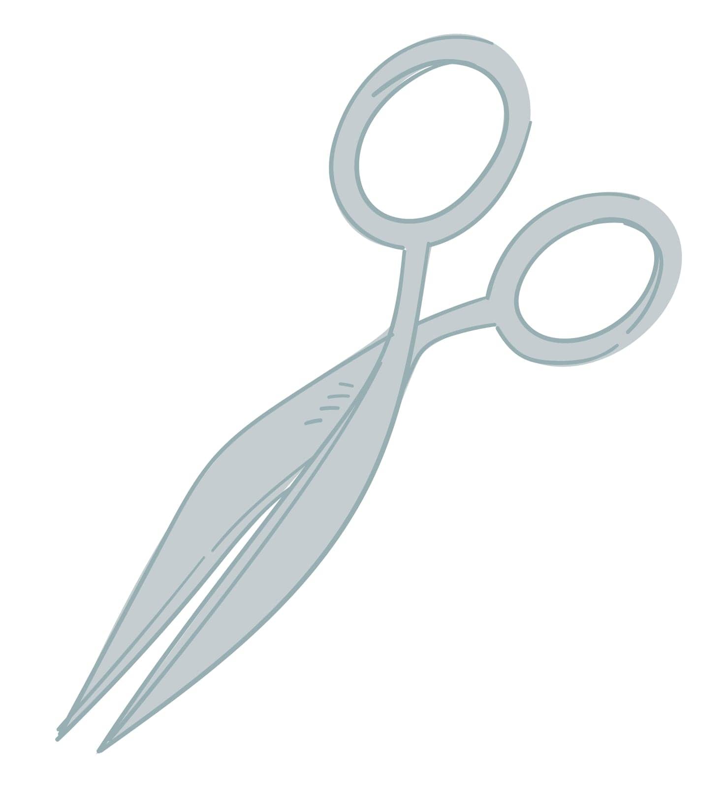 Tool with sharp blade, isolated scissors for cutting in half. Symbol of workshop or handmade products, steel instruments for work or creative classes. Stationery in office. Vector in flat style