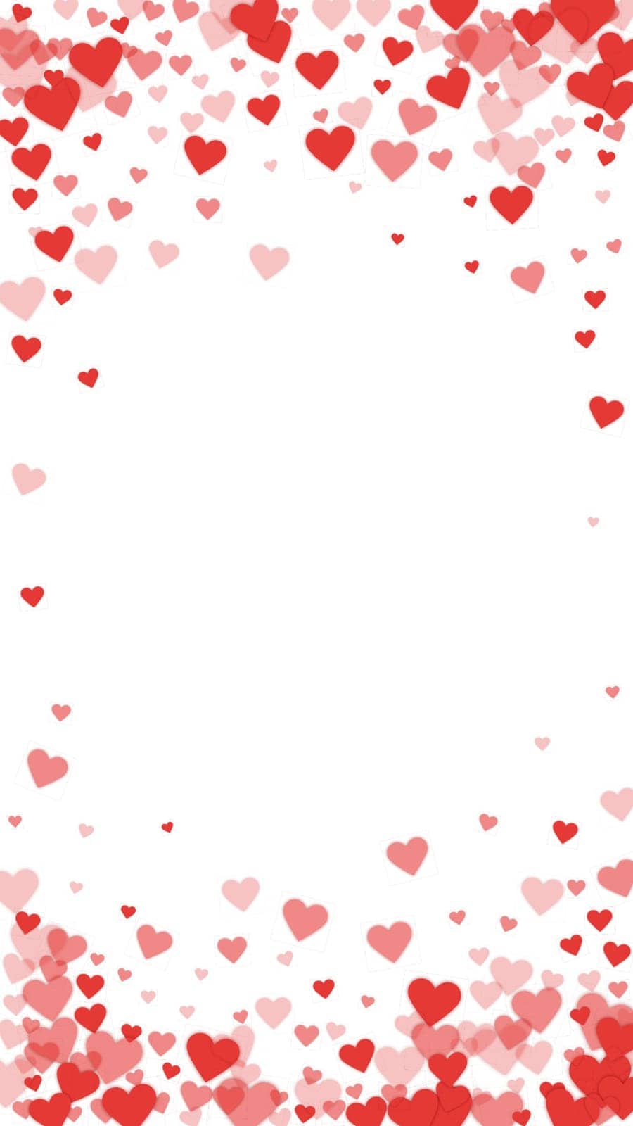 Red hearts scattered on white background. by beginagain
