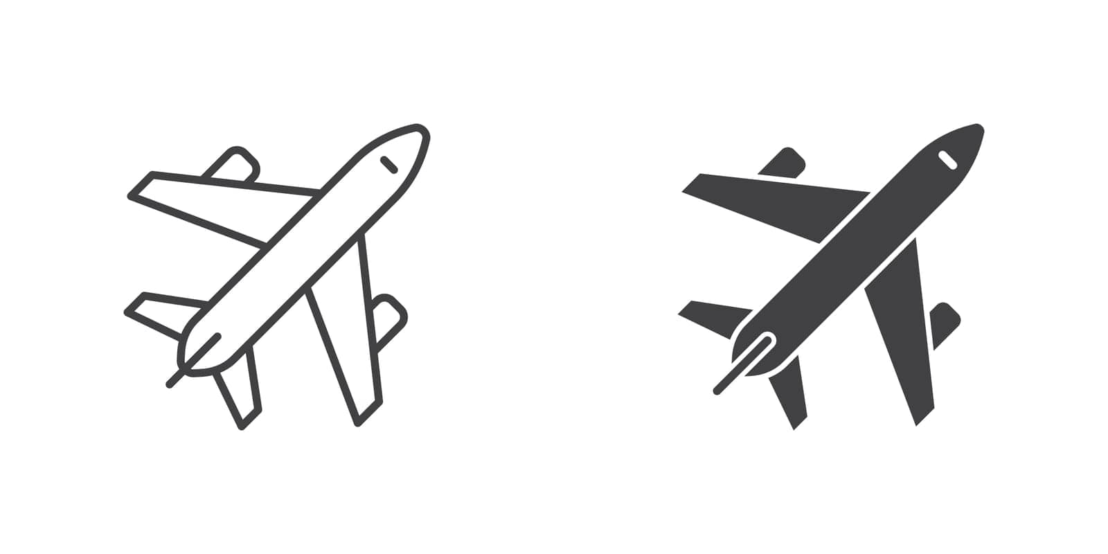Airplane icon in flat style. Plane vector illustration on isolated background. Transport sign business concept. by LysenkoA