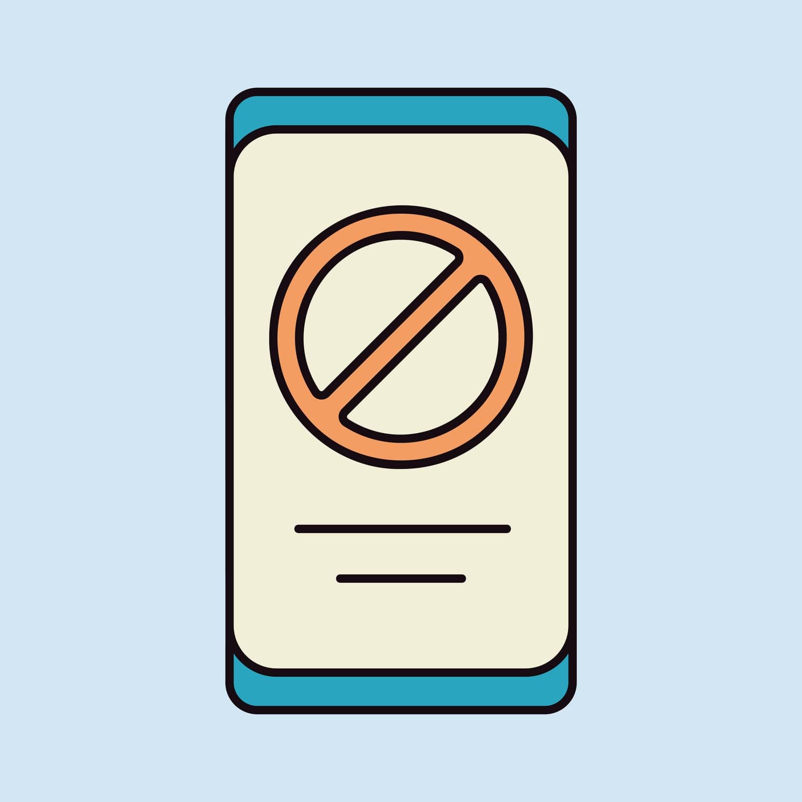 Prohibition sign on smartphone screen vector isolated icon. Demonstration, protest, strike, revolution