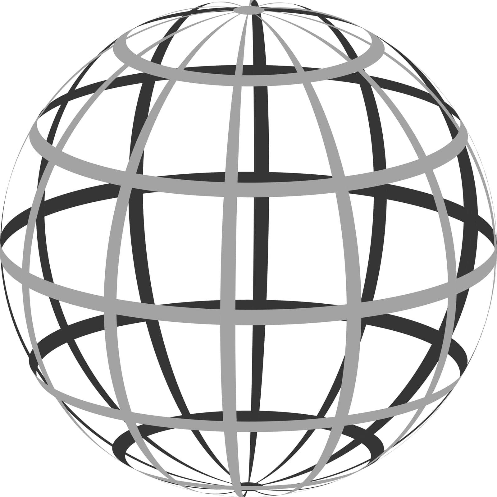 Hollow sphere coordinate grid parallel Meridian globe planet earth by koksikoks