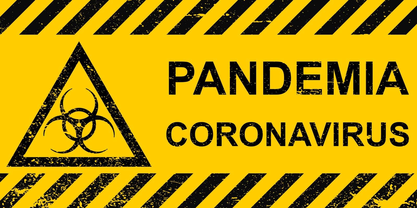 Banner pandemic coronavirus sign hazard yellow pandemic coronavirus striped banner by koksikoks