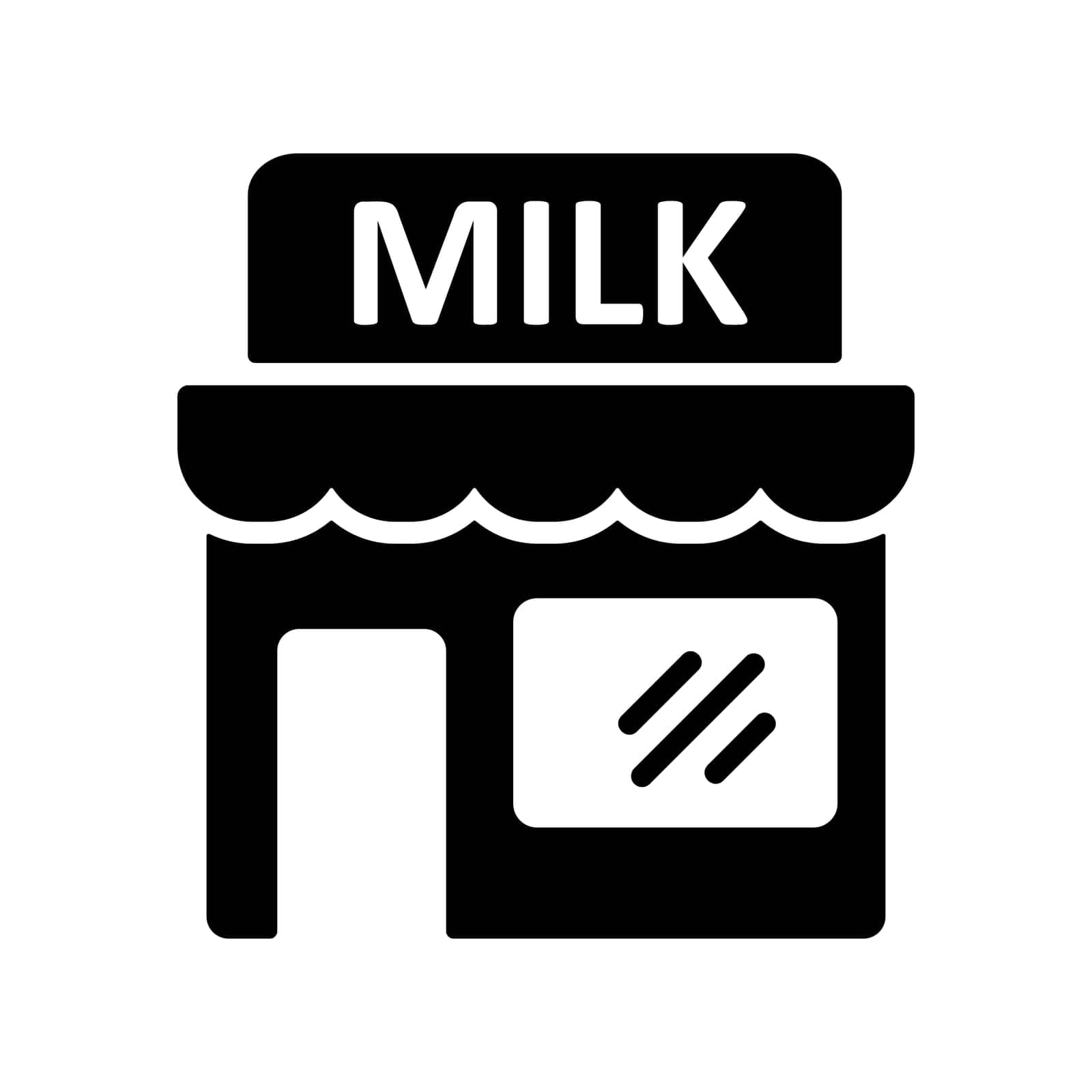 Dairy store facade vector glyph icon by nosik