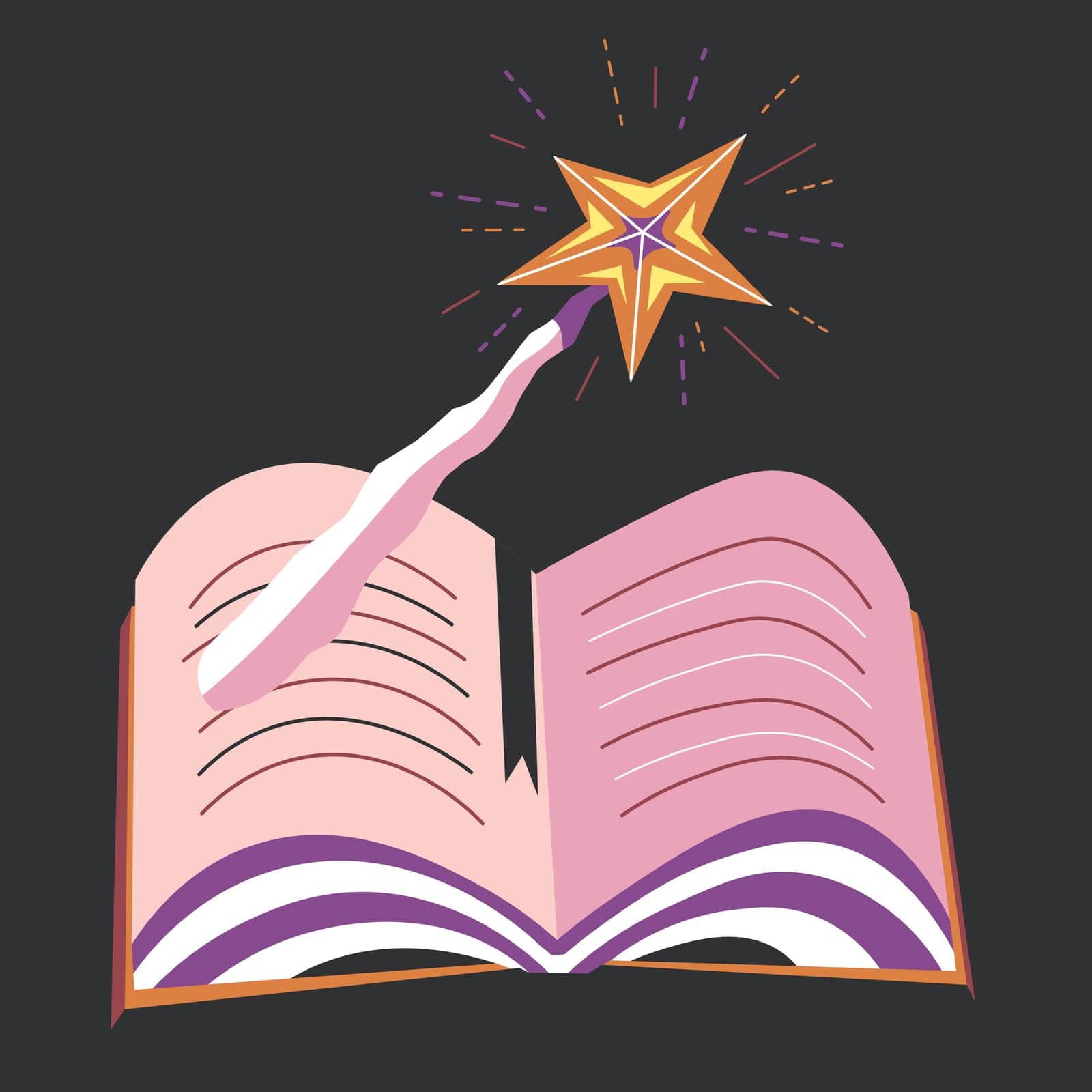 Book with spells, magic wand and textbook vector by Sonulkaster