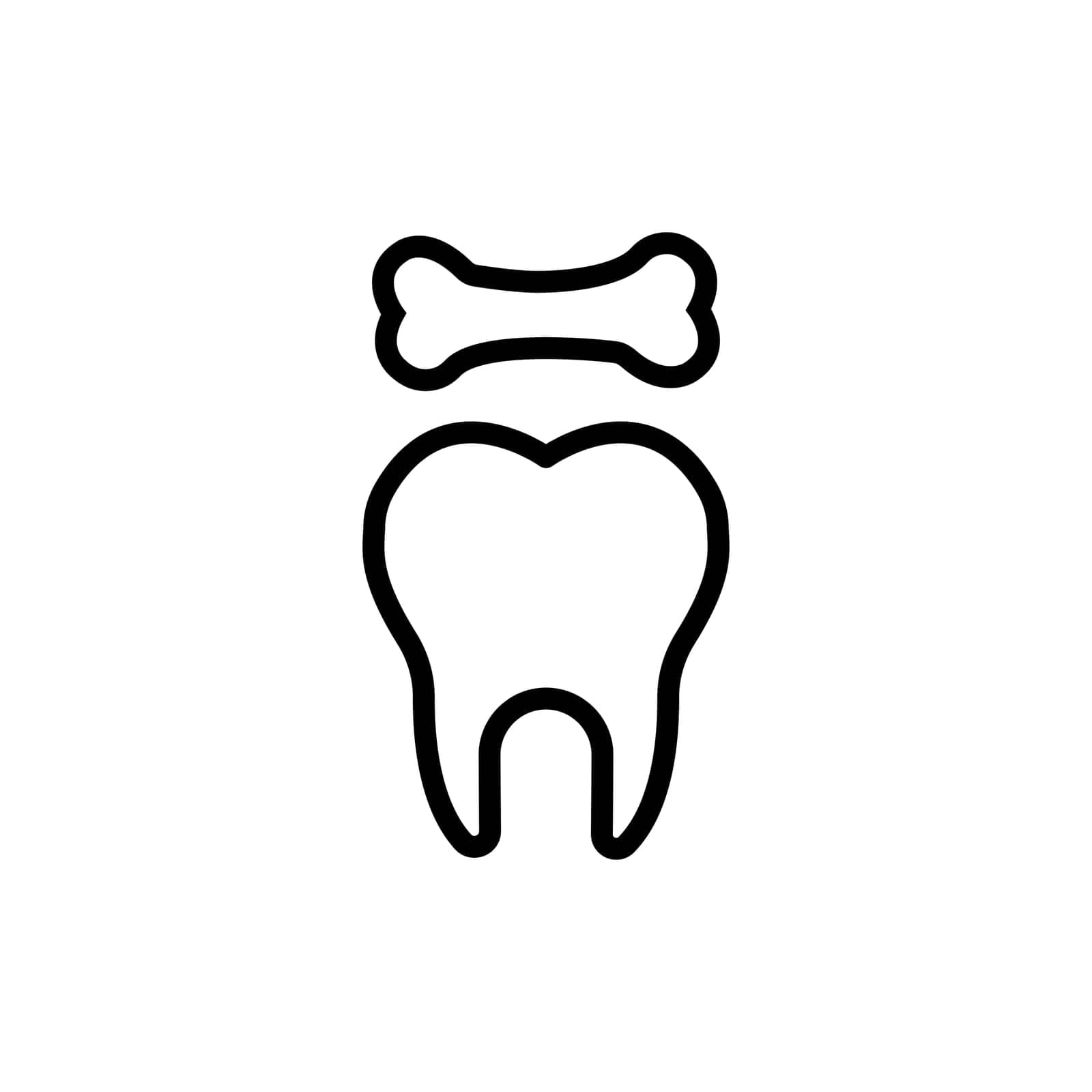 Strong bones and teeth vector icon. Isolated healthy pet food sign design. by Olgaufu