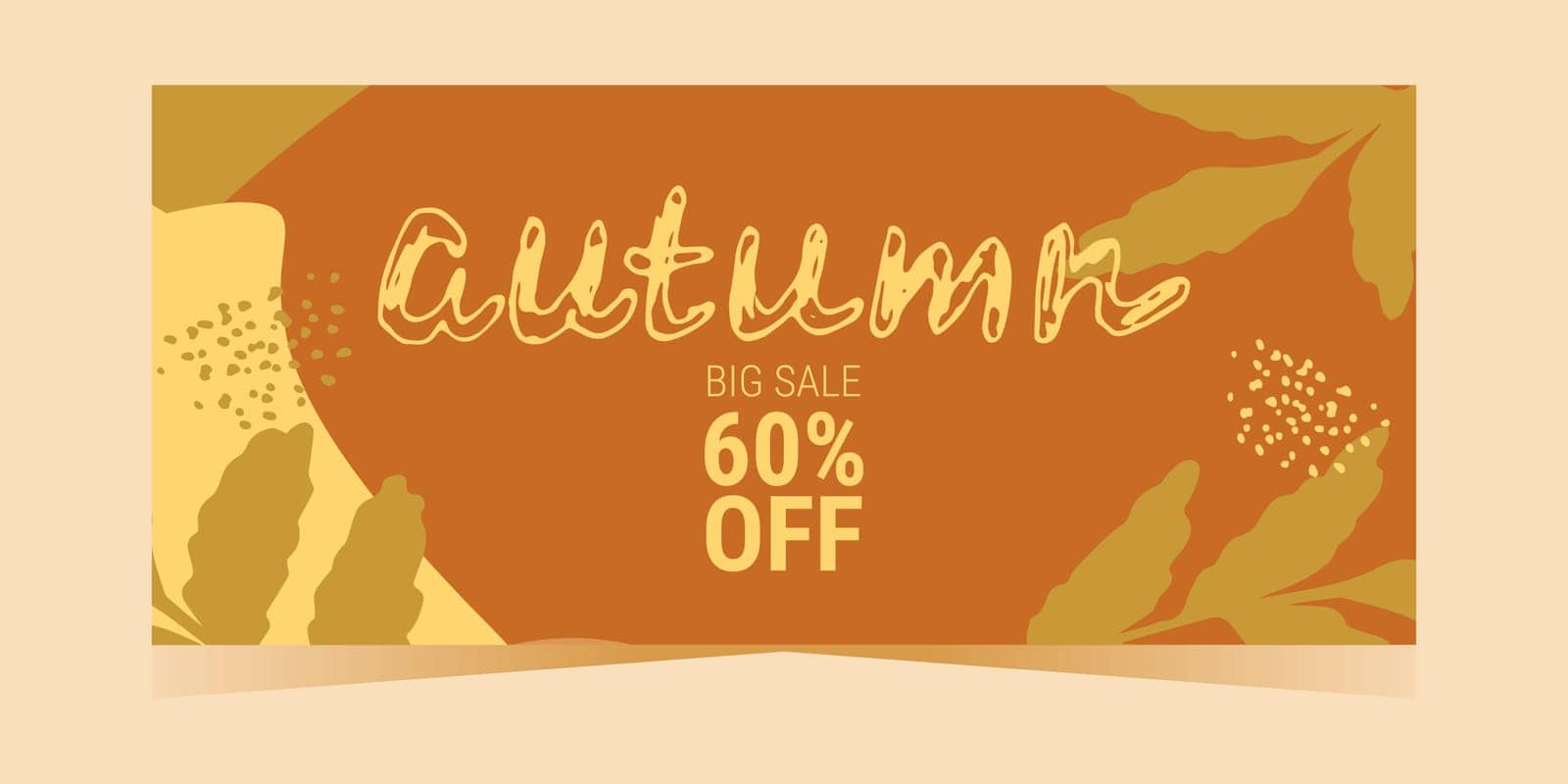Layout of the autumn discount coupon template. Design of a flyer, banner. Vector flat illustration.