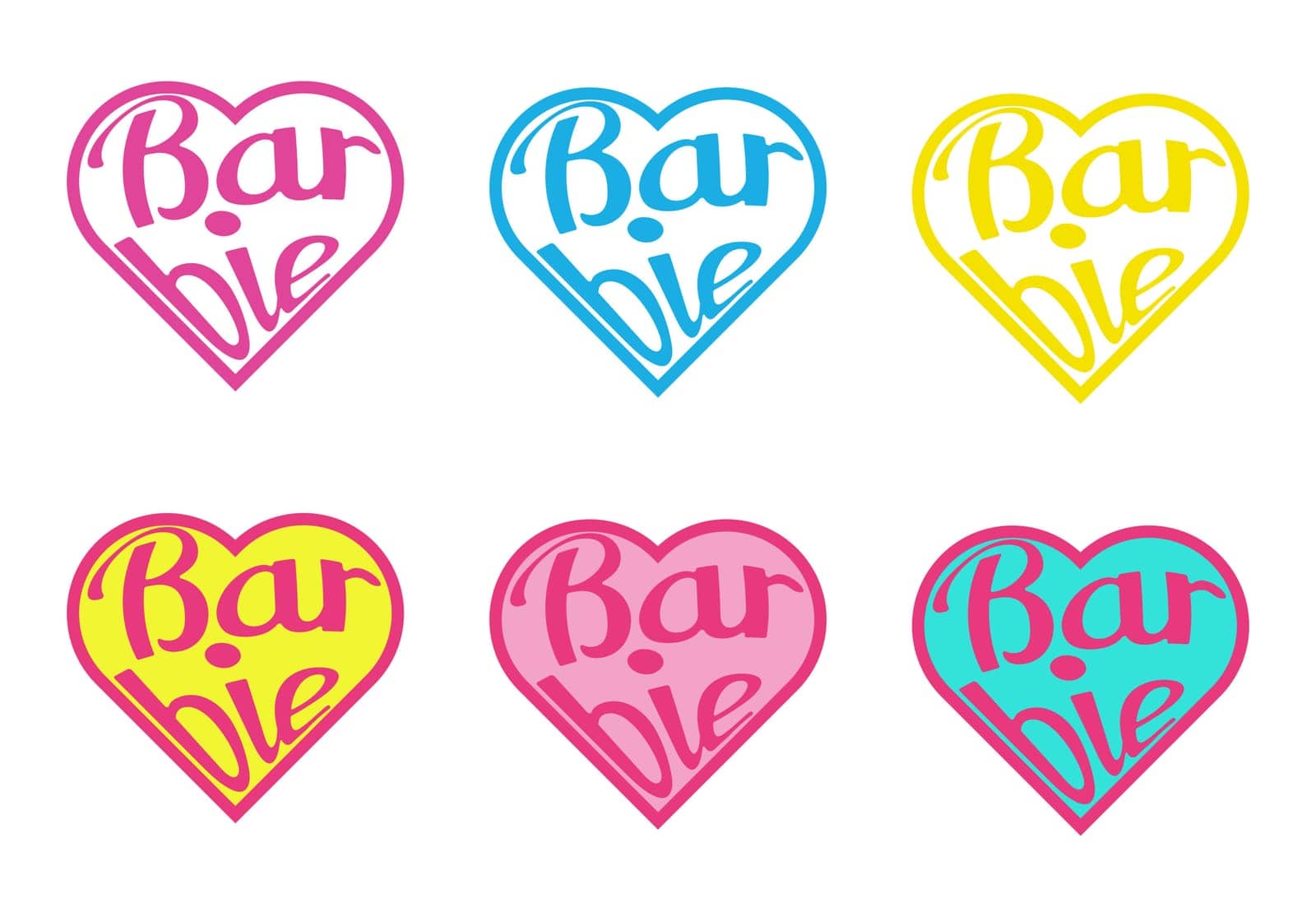 August 2023. Barbie doll. A set of colorful stickers with the inscription barbie. Editorial. by Vovmar