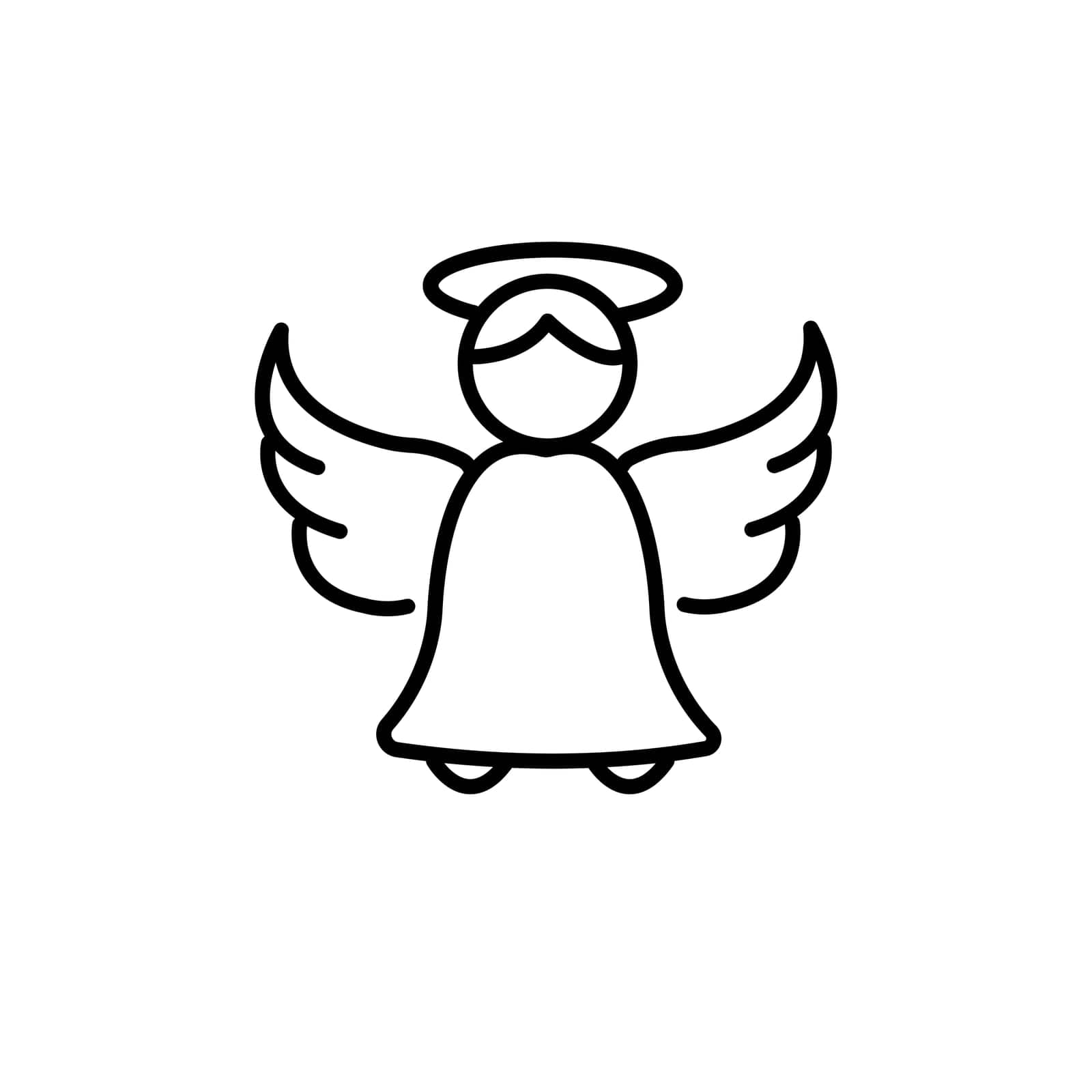 Holy angel line icon. linear style sign for mobile concept and web design. Angel with wings and halo outline vector symbol. Symbol, logo illustration. by Olgaufu