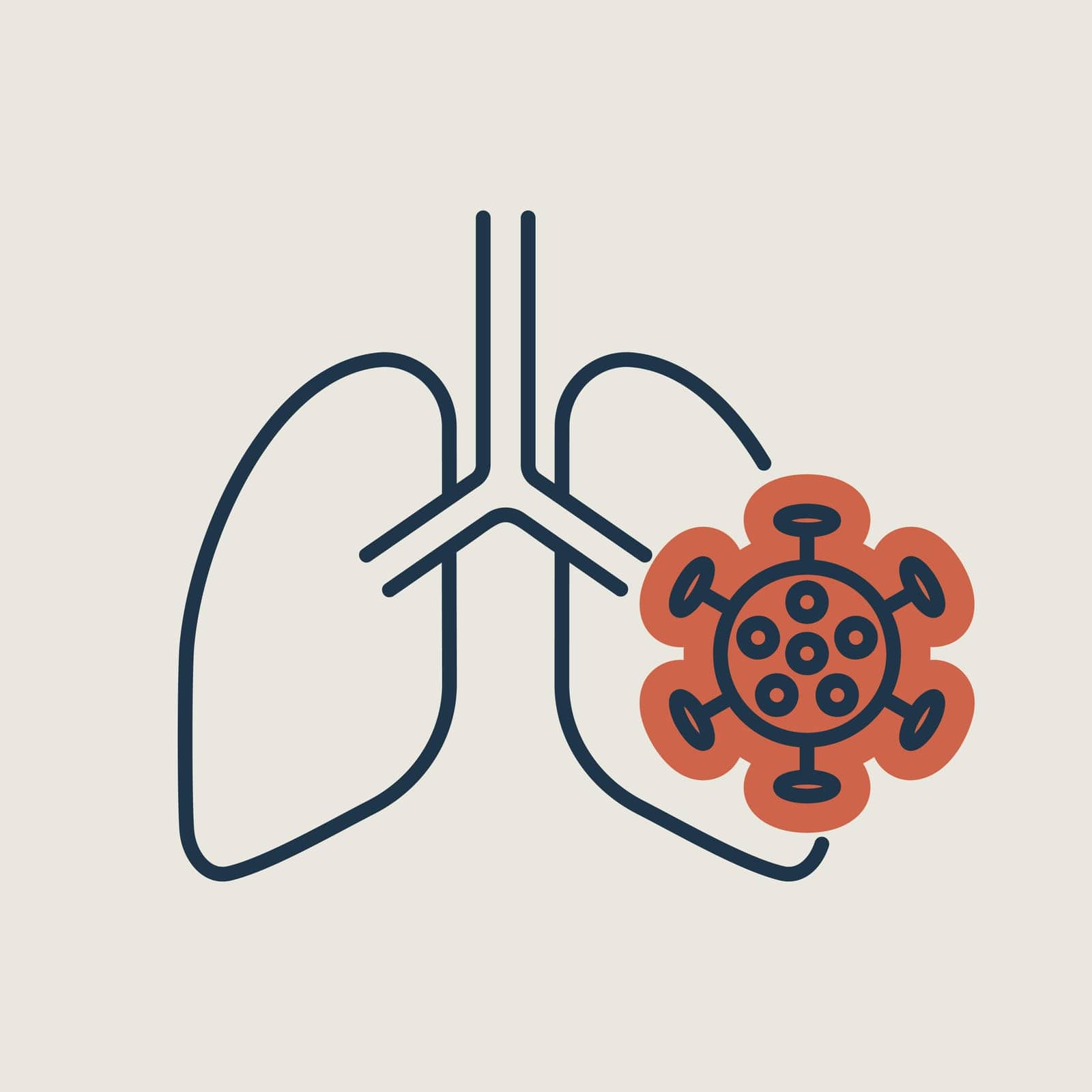Human lungs infected by virus and bacteria icon by nosik