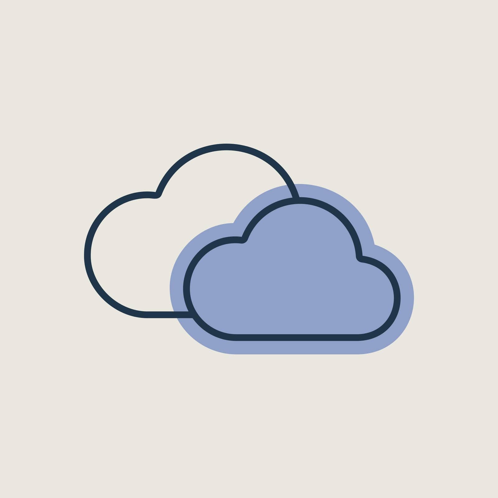 Two clouds vector icon. Meteorology sign. Graph symbol for travel, tourism and weather web site and apps design, logo, app, UI