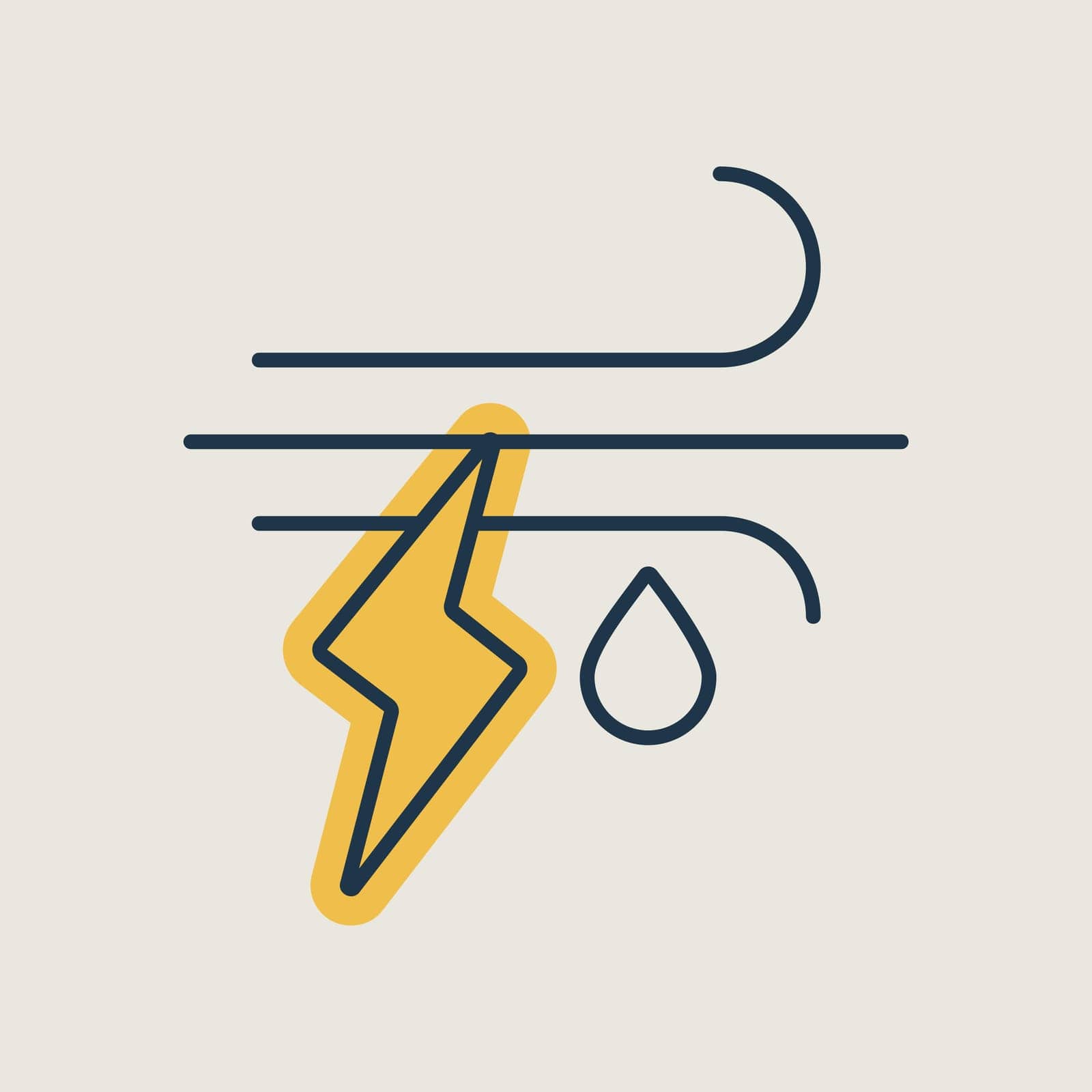 Wind rain lightning vector icon. Weather sign by nosik