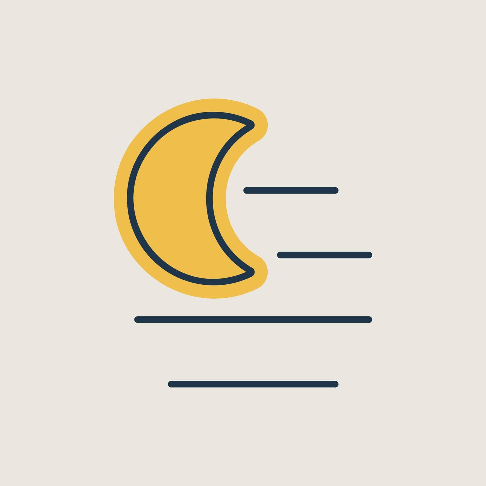 Fog night vector isolated flat icon. Weather sign by nosik
