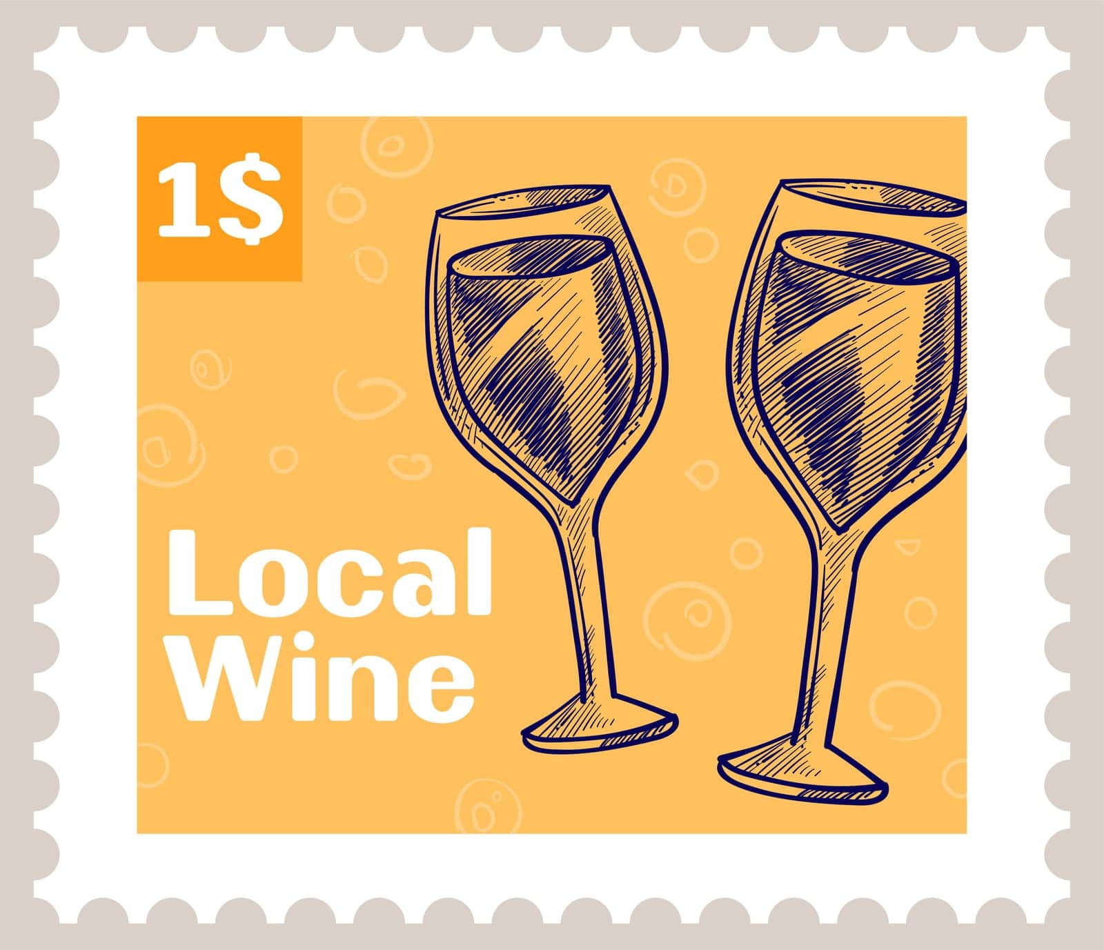 Local wine, glass of alcoholic beverage postmark by Sonulkaster