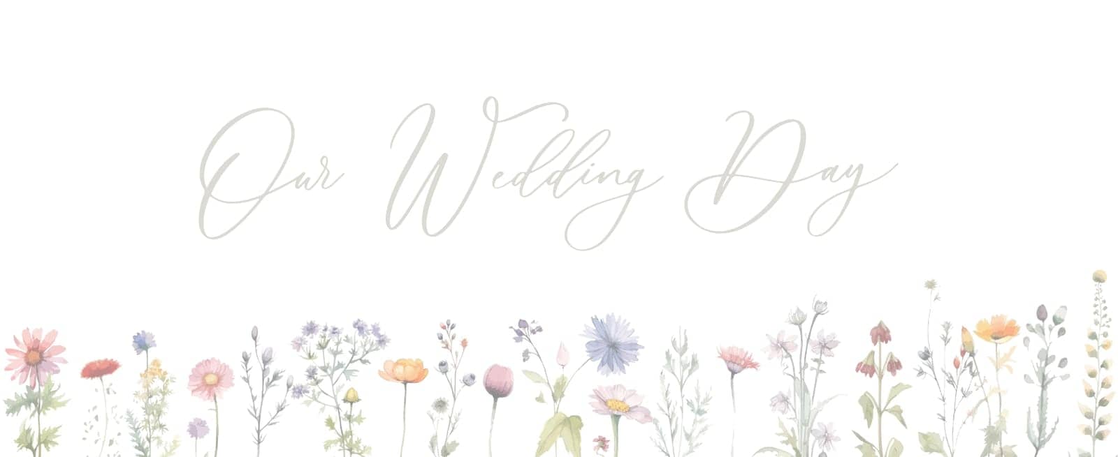 Wedding Timeline menu on wedding day wild herbs and flowers. Our wedding day calligraphy inscription with watercolor illustration. by ku4erashka