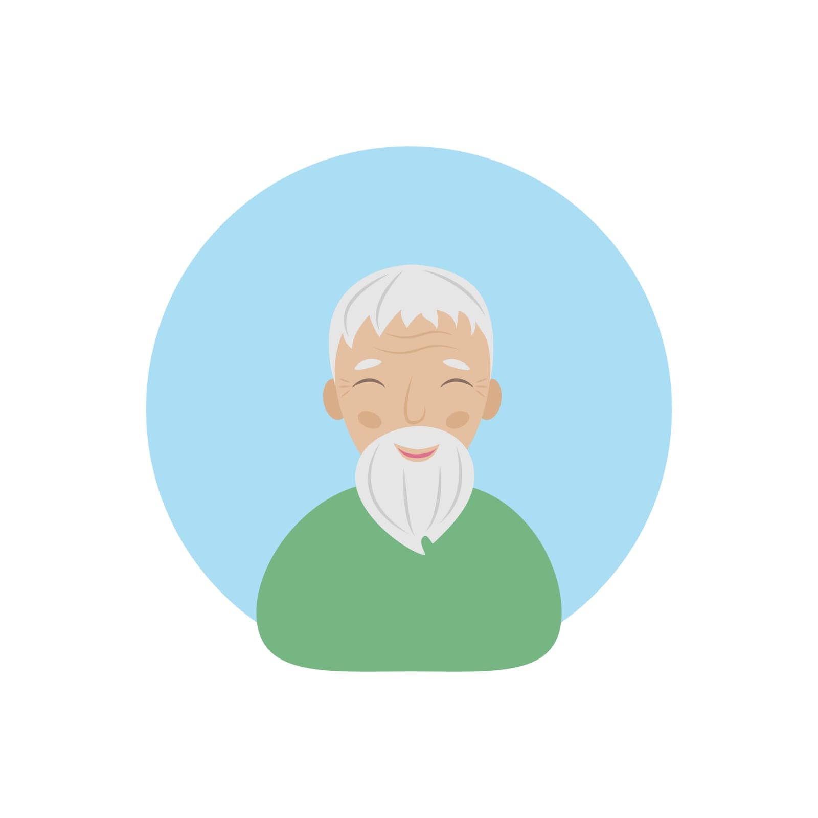 Grandfather. An old grandfather with gray hair and beard hair. Grandfather s avatar in cartoon style. Vector illustration isolated on a white background.