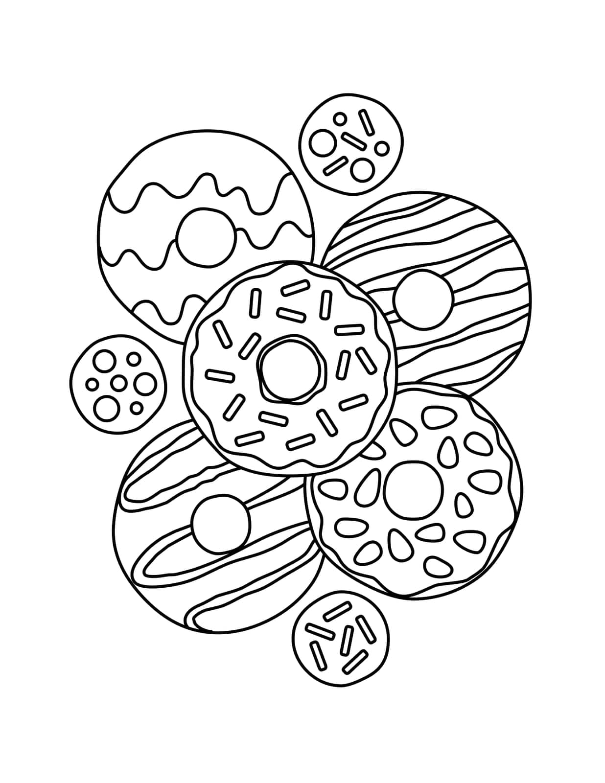 Cute Donut Black Outline Coloring Page by JuneYap