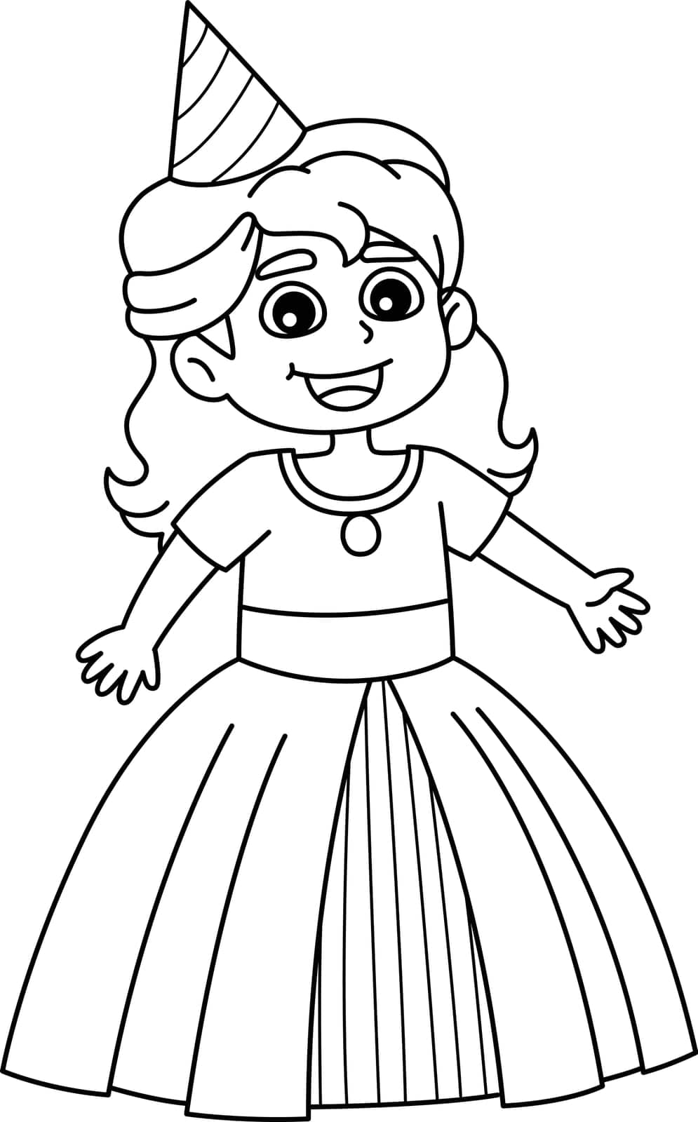 A cute and funny coloring page of a Happy Birthday Princess. Provides hours of coloring fun for children. Color, this page is very easy. Suitable for little kids and toddlers.