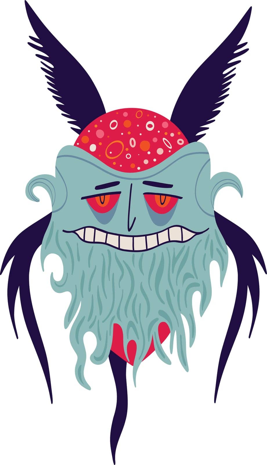 Creepy funny character monster gin with funny smile face. Illustration in a modern childish hand-drawn style