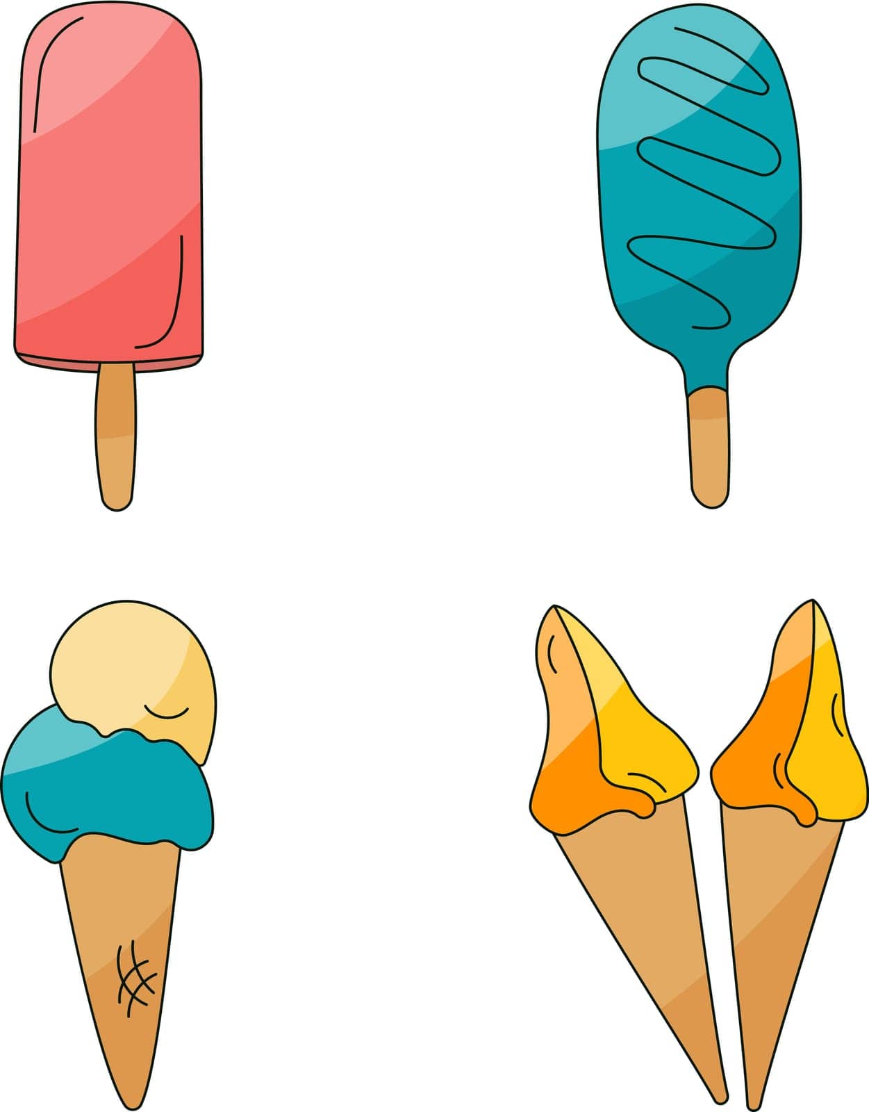 ice cream summer heat heat colored sweet delicious . Vector illustration
