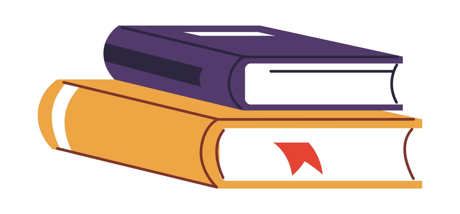 Textbook pile, isolated school or university books for learning and studying. Obtaining knowledge and educating, lessons and classes, disciplines and publications for help. Vector in flat style