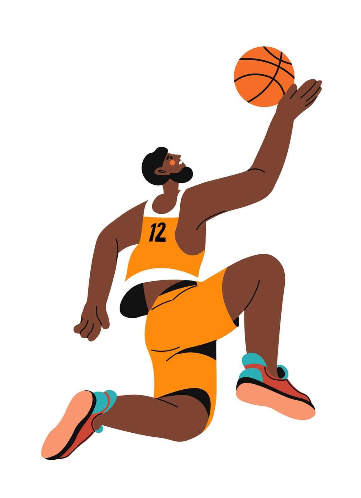 Basketball player throwing ball, isolated sportsman wearing uniform. Activities and leisure, hobbies of basketballer. Professional sports or competition, sporting event. Vector in flat style