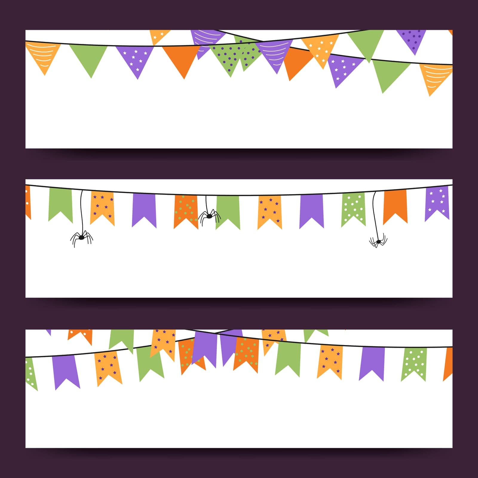 Halloween set of backgrounds with garlands. Greeting background templates. Vector