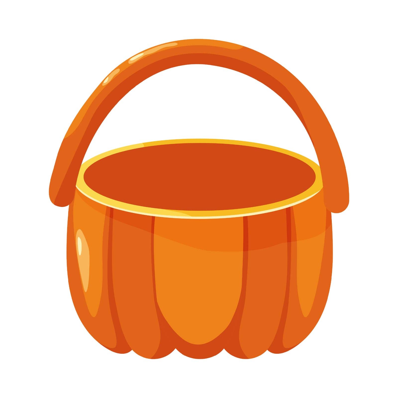 Orange pumpkin basket on a white background. Halloween basket for candies and sweets. Vector illustration.