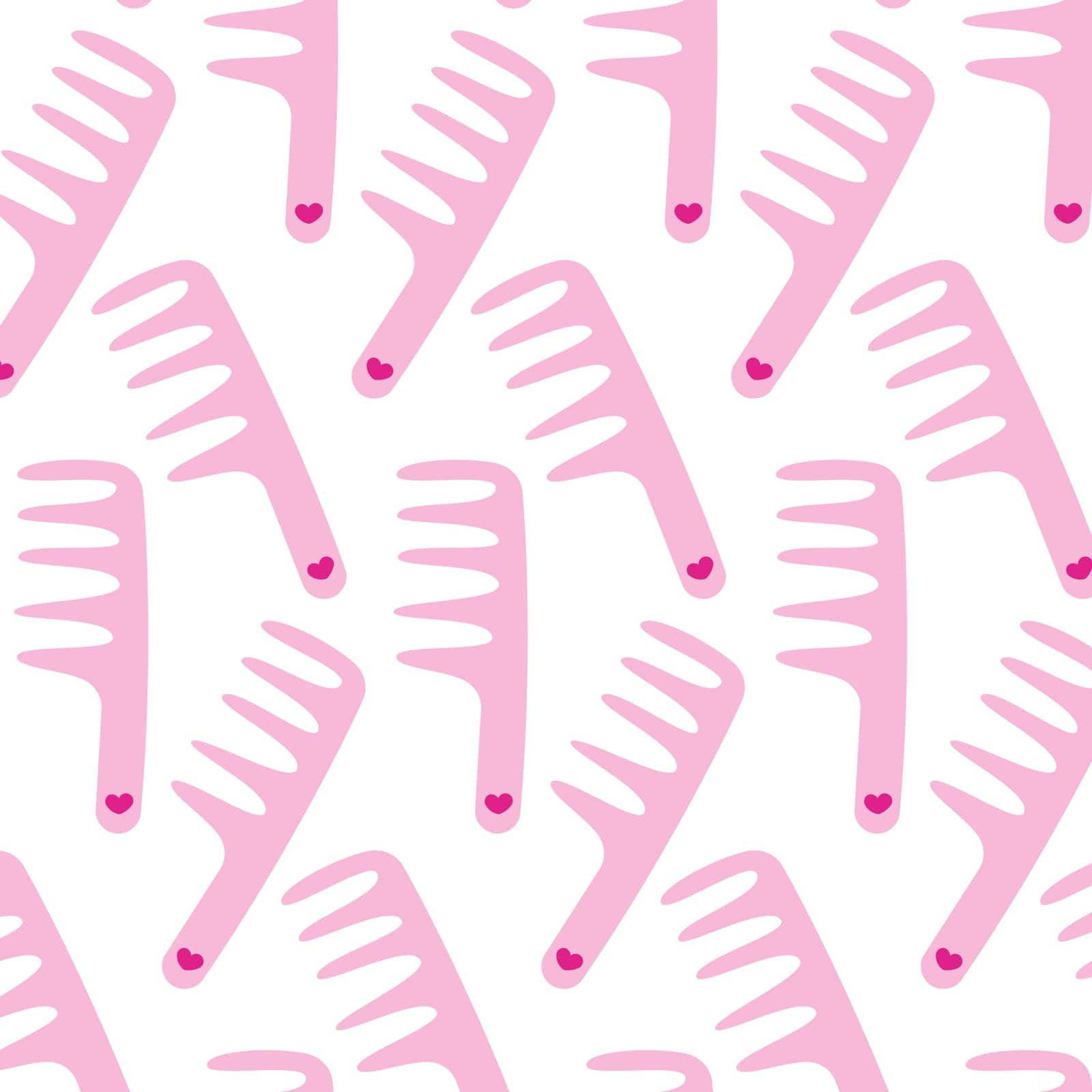 barbiecore pink comb doll hair pattern textile by kristushka_15_108