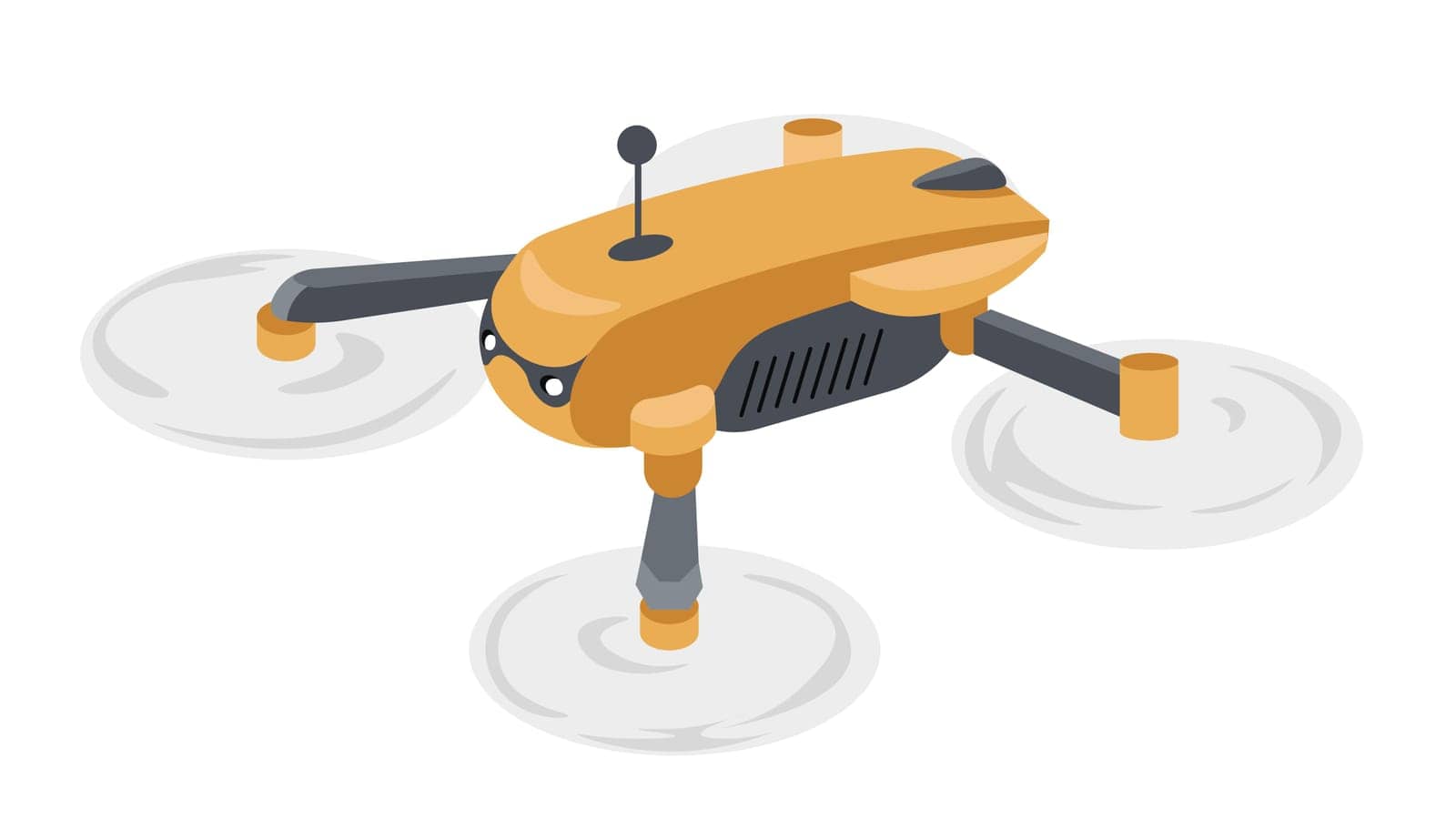 Gadgets and modern technologies, isolated drone or unmanned aerial vehicle with controller. Controlling small aircraft, surveillance system or filming, taking photos and video. Vector in flat style