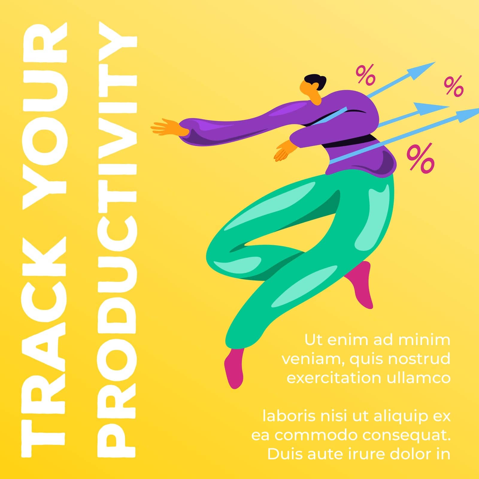 Application for tracking your productivity and energy levels at work. Know your maximum and keep pace at project. Promotional banner with tips and recommendations for workers. Vector in flat style