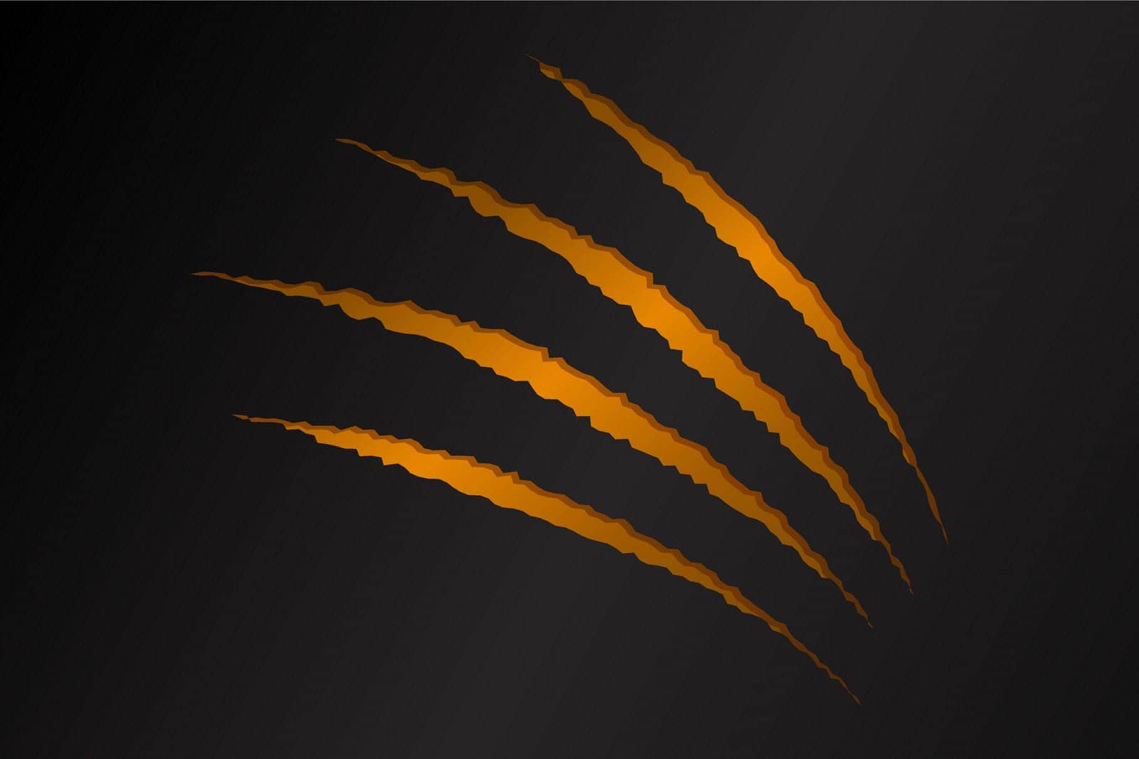Orange cat scratch on black background. Stock vector illustration.