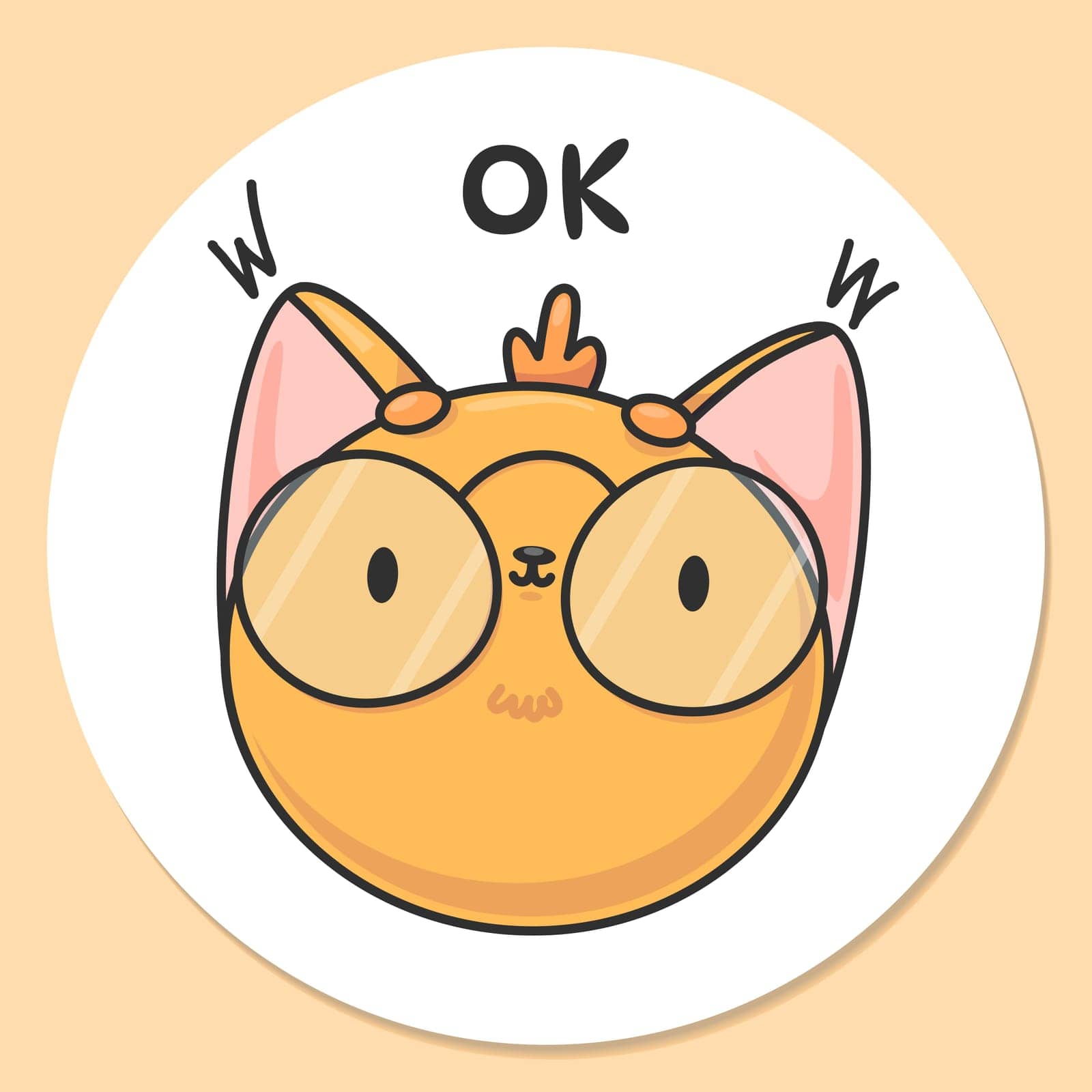 Vector illustration of little cute fox sticker OK by malyhanka