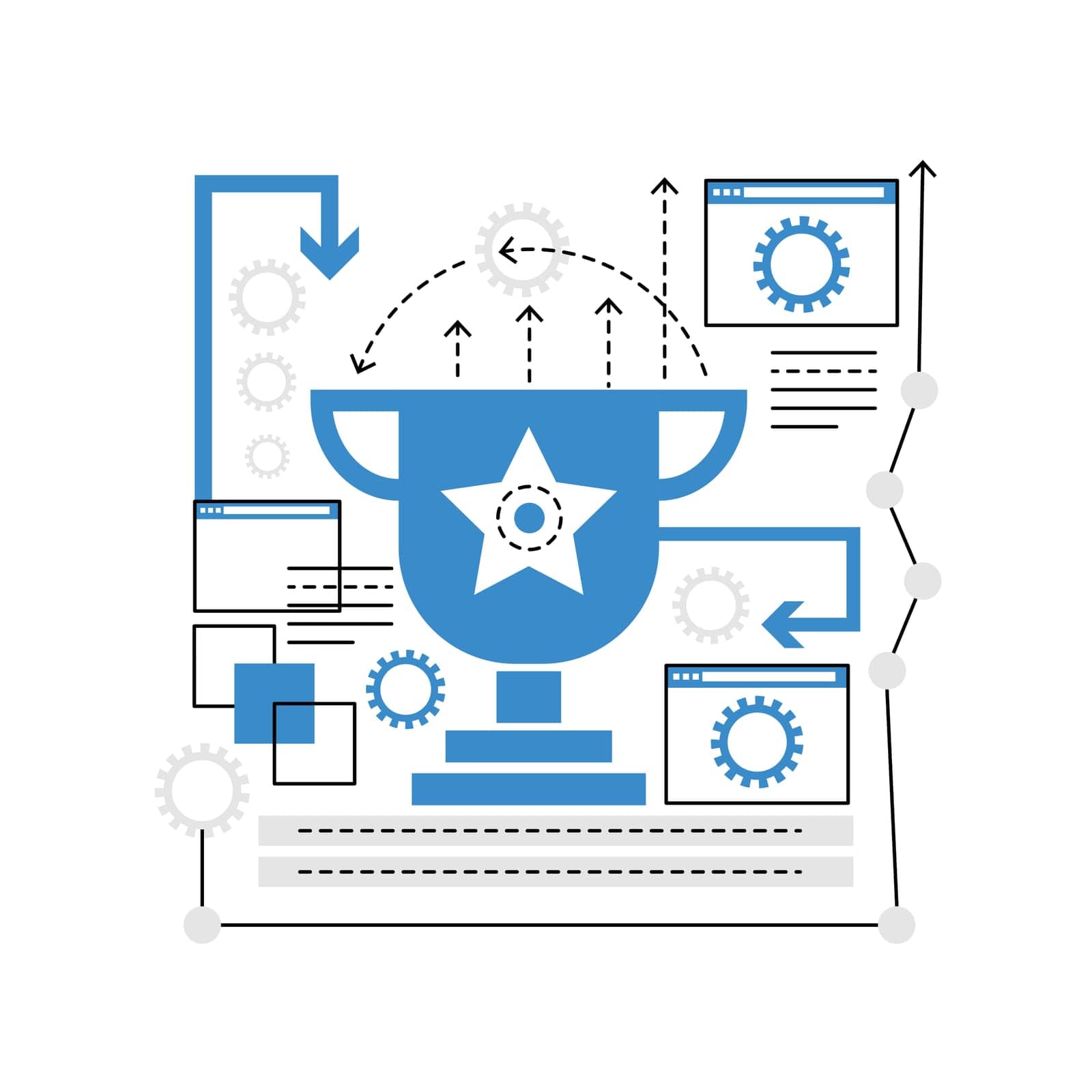 High quality website. Seo optimization, quality control strategy graphic icon illustration