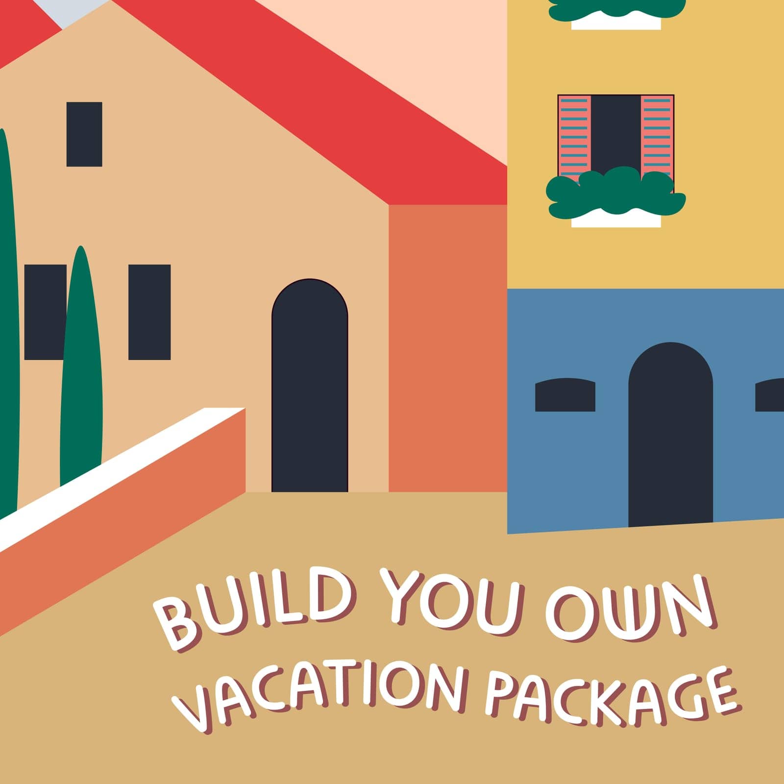 Traveling and vacation, build your own trip with routes and sites you want to see. Package from agency, holidays and weekends spending. Active rest and sightseeing on streets. Vector in flat style