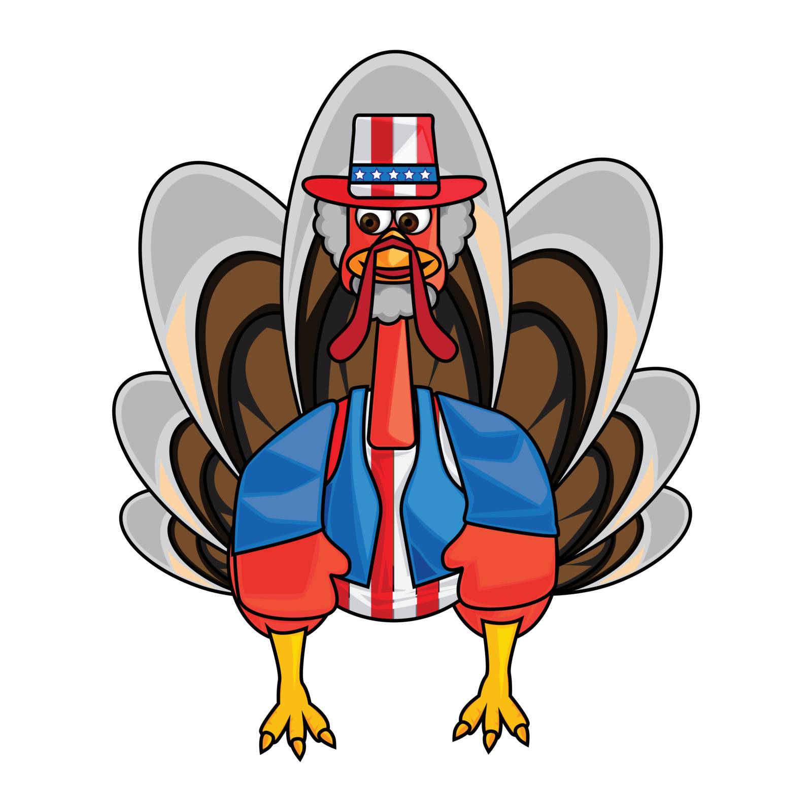 Clip art image of a dressed funny turkey