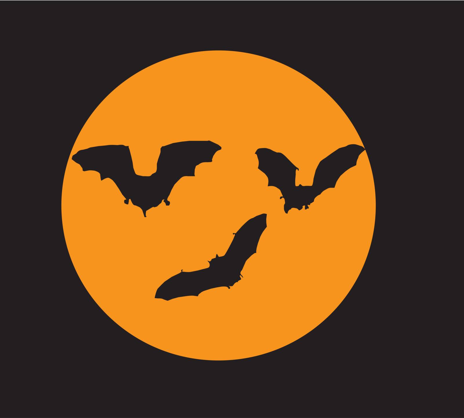 vector bats and orange moon