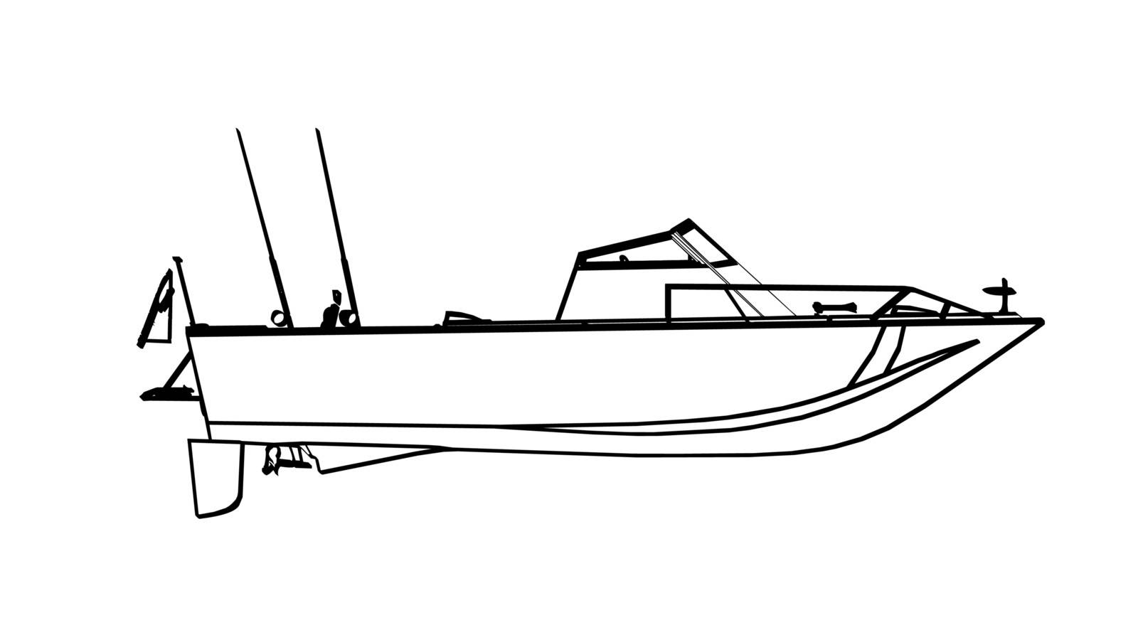 Motor fishing boat icolated on white. Vector illustration.