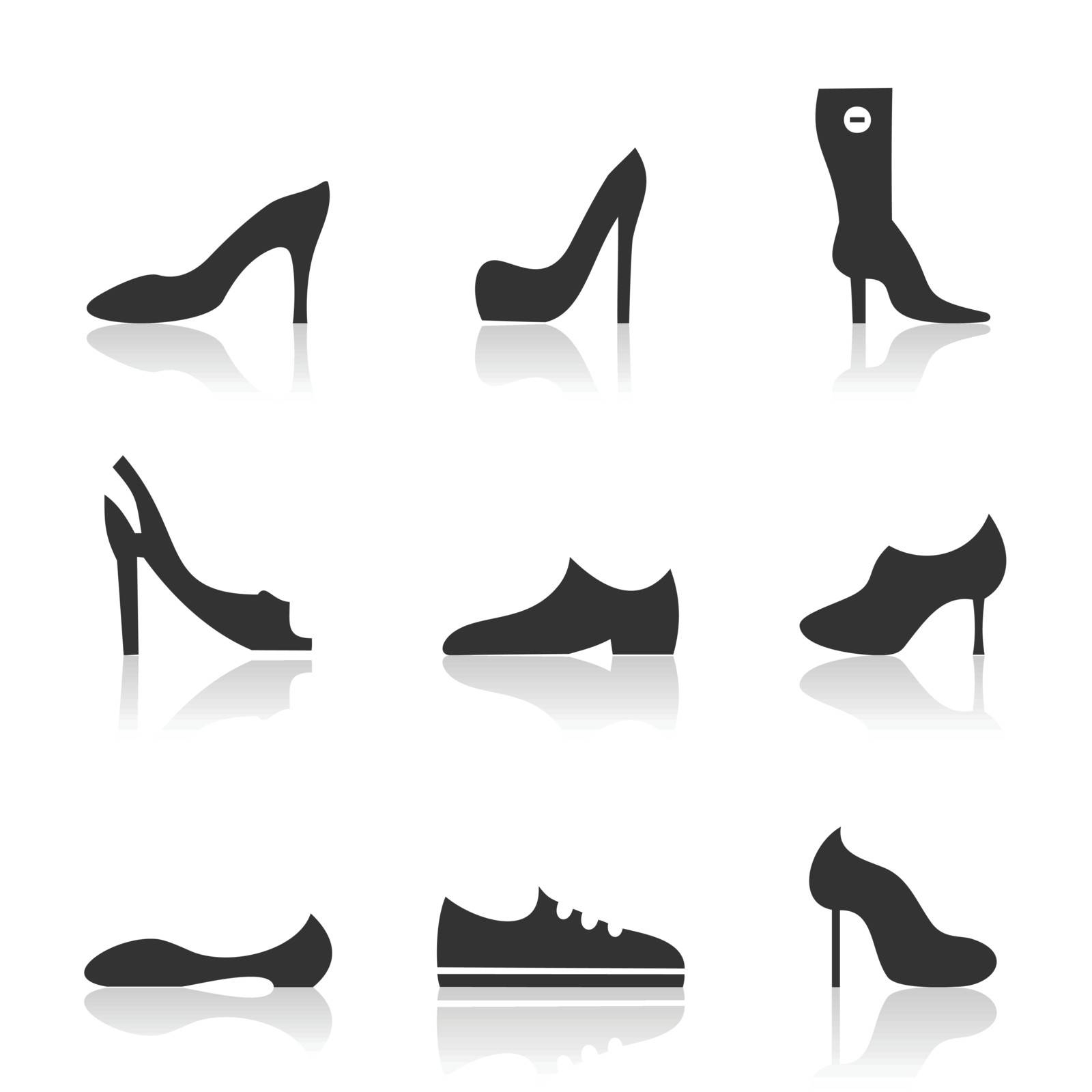 Set of icons of footwear. A vector illustration