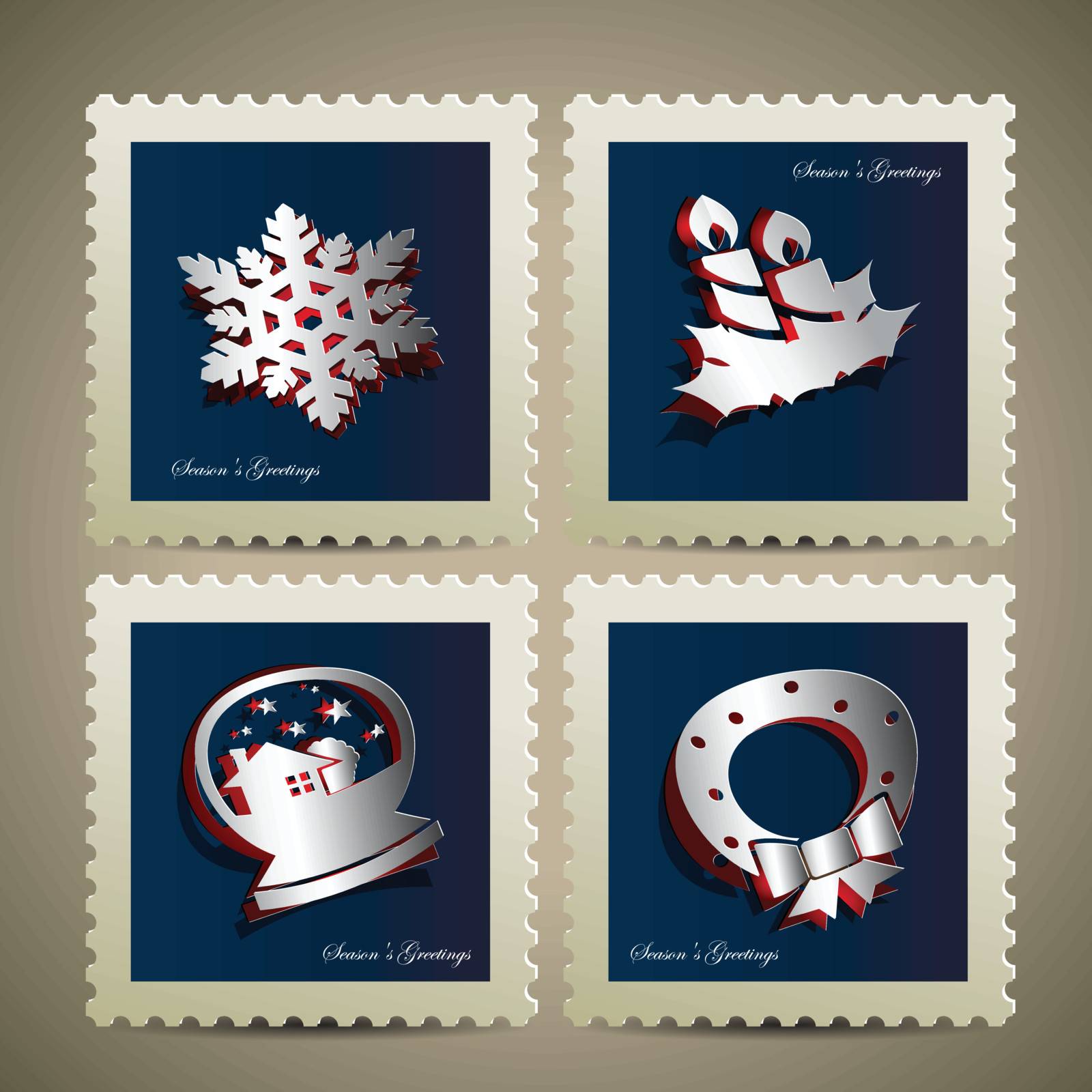set of merry xmas stamp