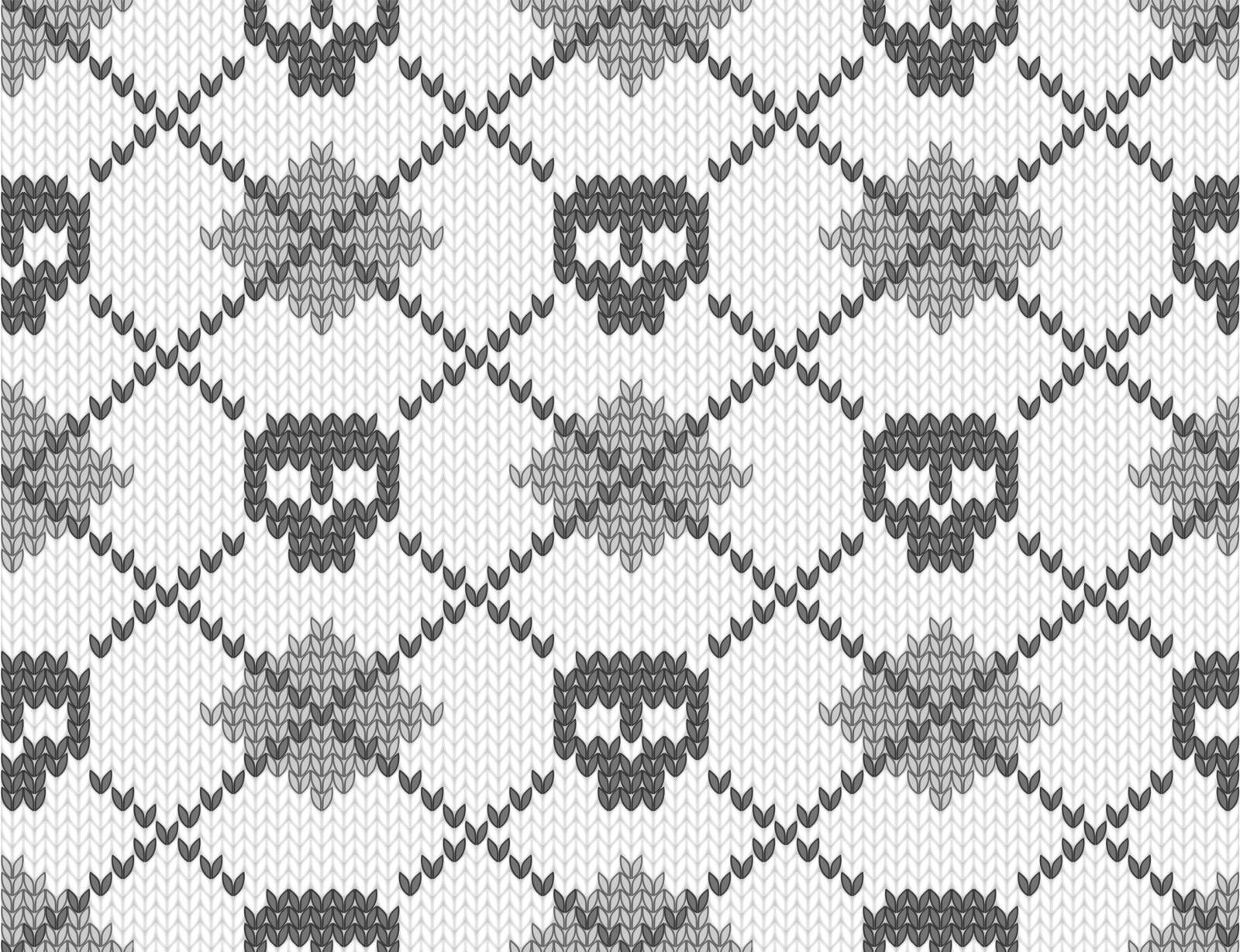 Seamless knitted pattern with skulls. EPS 8 vector illustration.