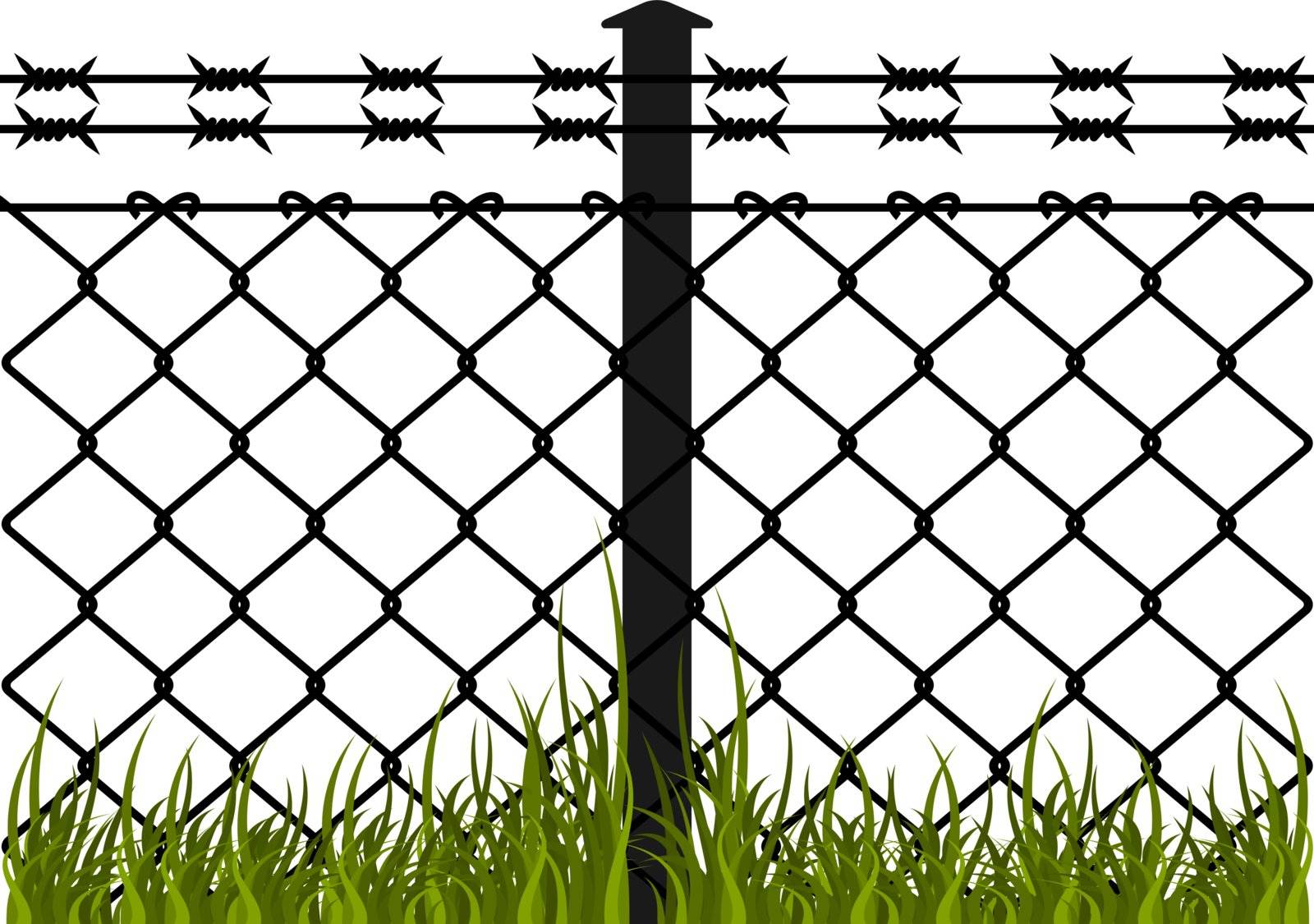 Wire fence with barbed wires. Vector illustration